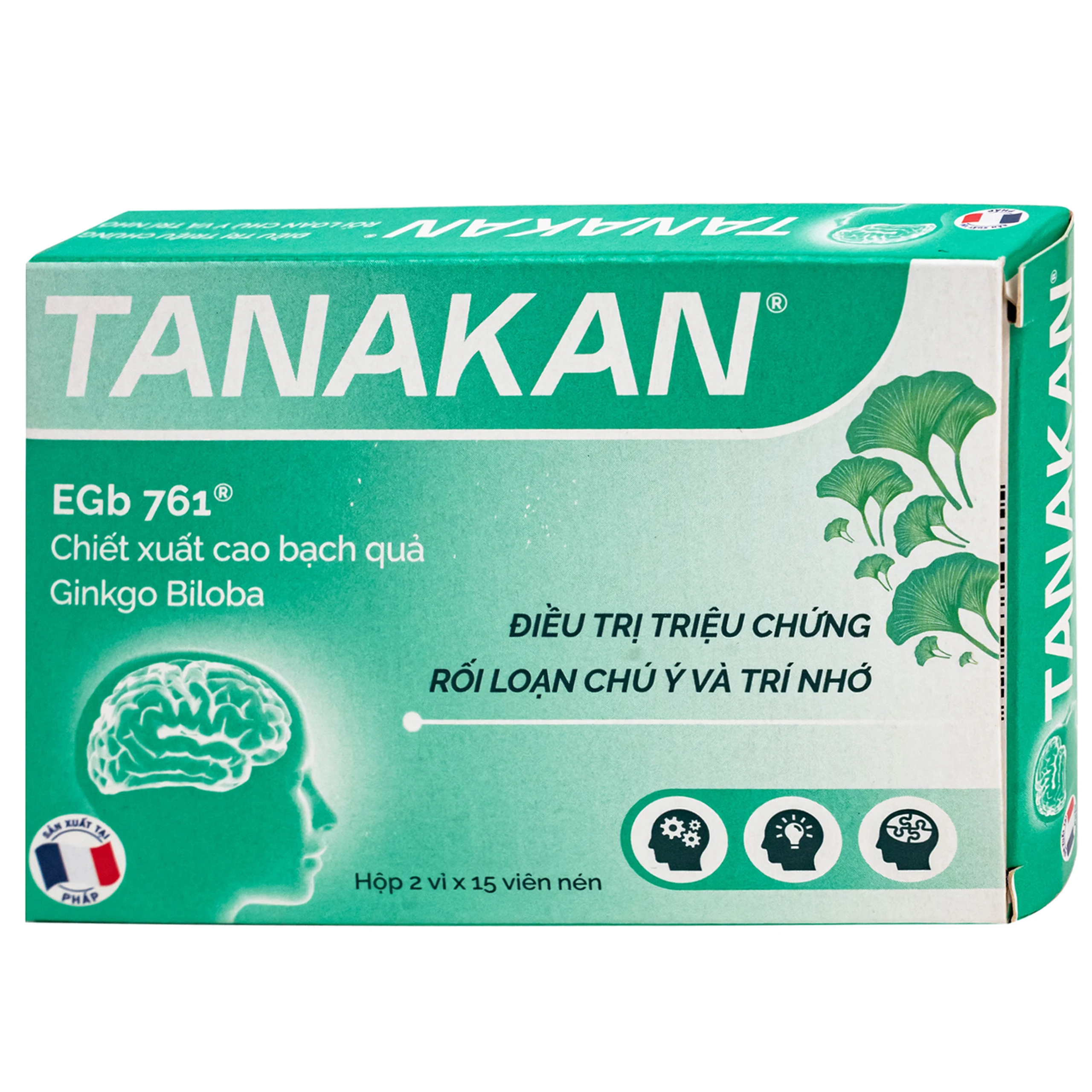 Thuốc Tanakan điều trị triệu chứng rối loạn nhận thức, rối loạn chú ý và trí nhớ (2 vỉ x 15 viên)