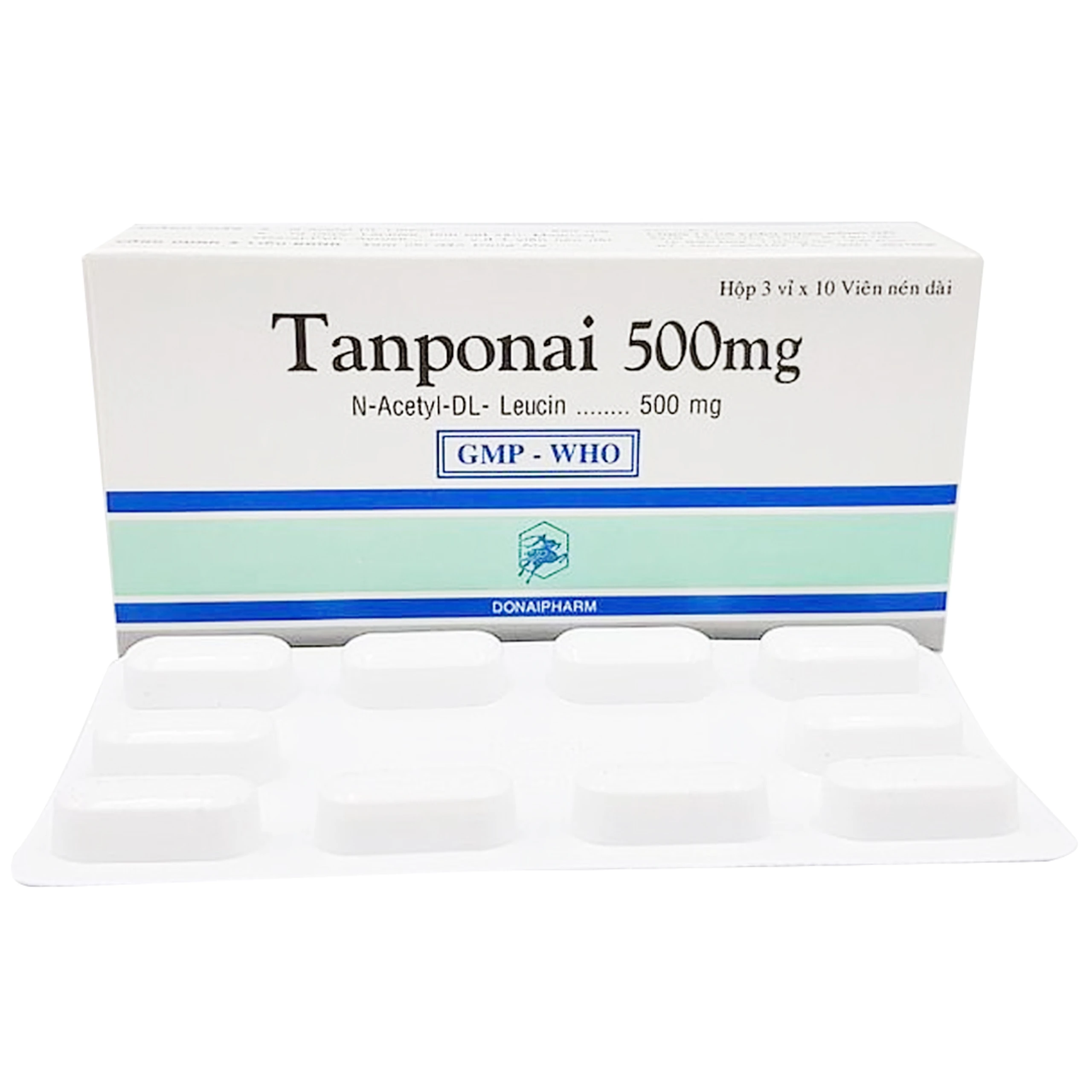 Thuốc Tanponai 500mg Donaipharm điều trị triệu chứng các cơn chóng mặt (3 vỉ x 10 viên)