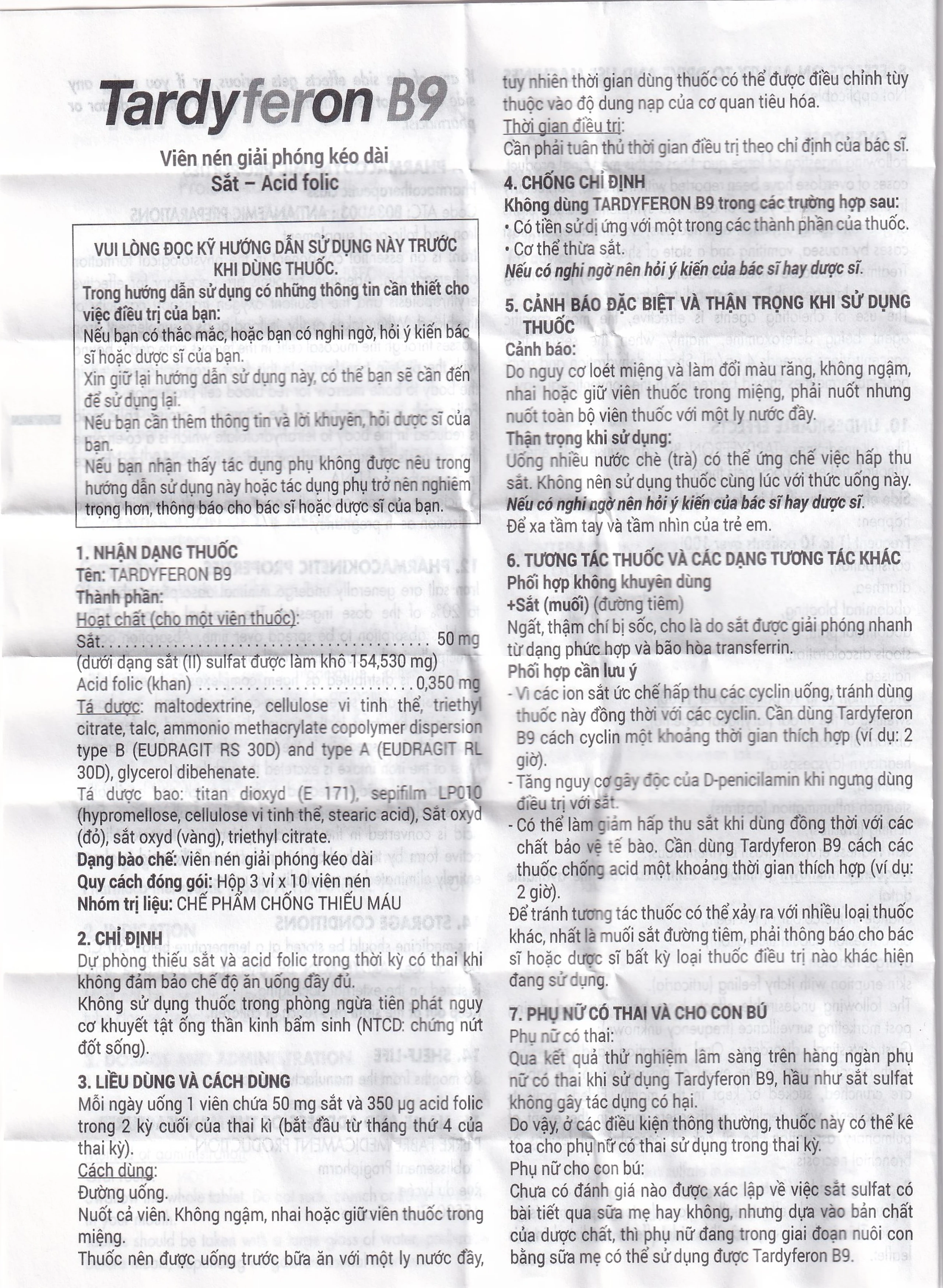 Thuốc Tardyferon B9 Pierre Fabre dự phòng thiếu sắt, acid folic cho phụ nữ có thai (3 vỉ x 10 viên)