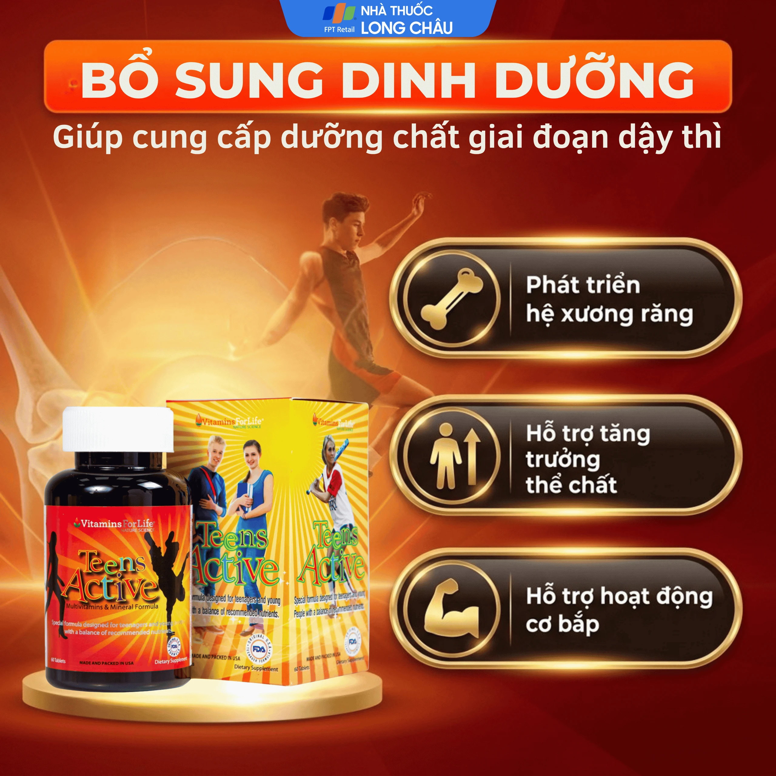 Viên uống bổ sung vitamin và khoáng chất cho thanh thiếu niên Teens Active Vitamins For Life (60 viên) 4
