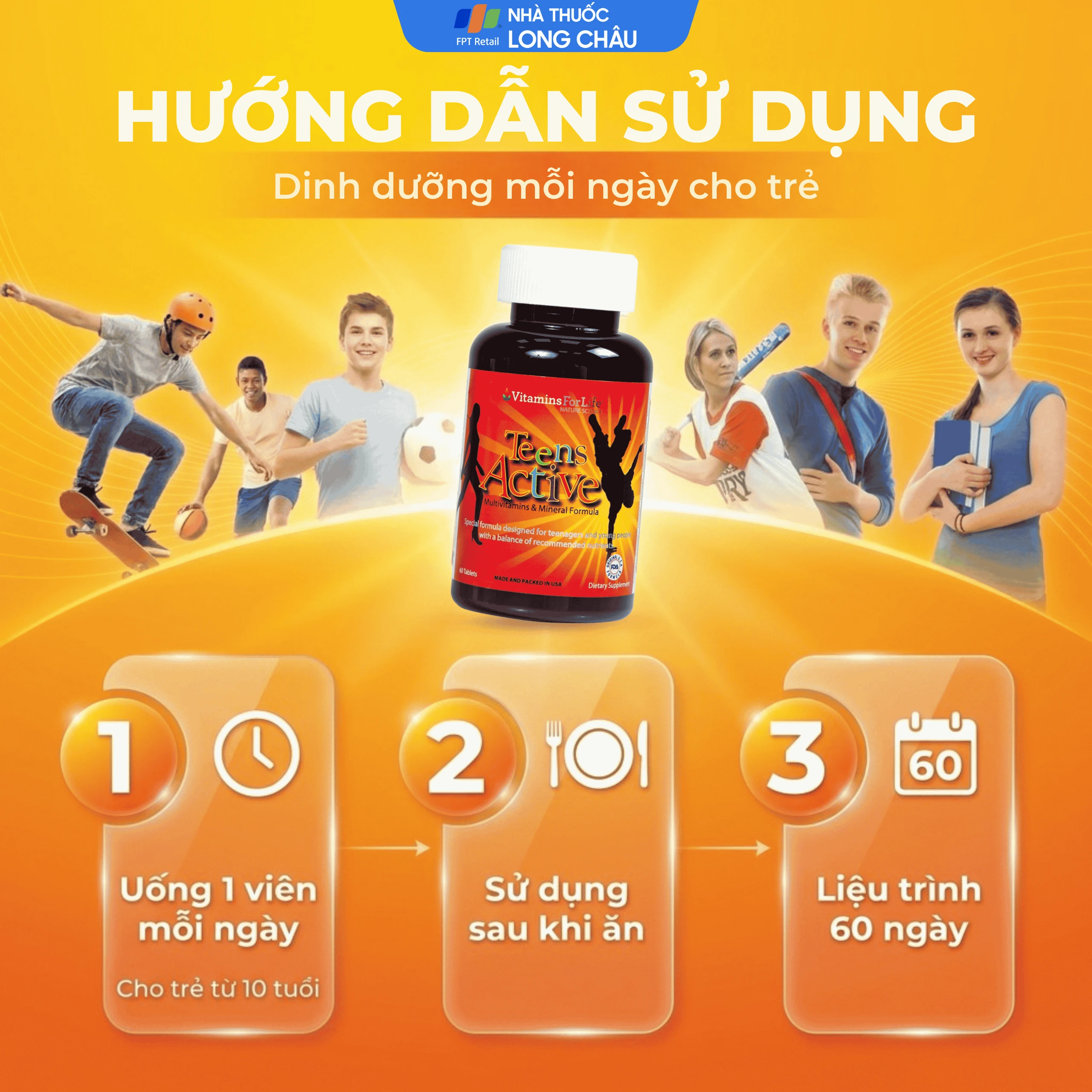 Viên uống bổ sung vitamin và khoáng chất cho thanh thiếu niên Teens Active Vitamins For Life (60 viên) 5