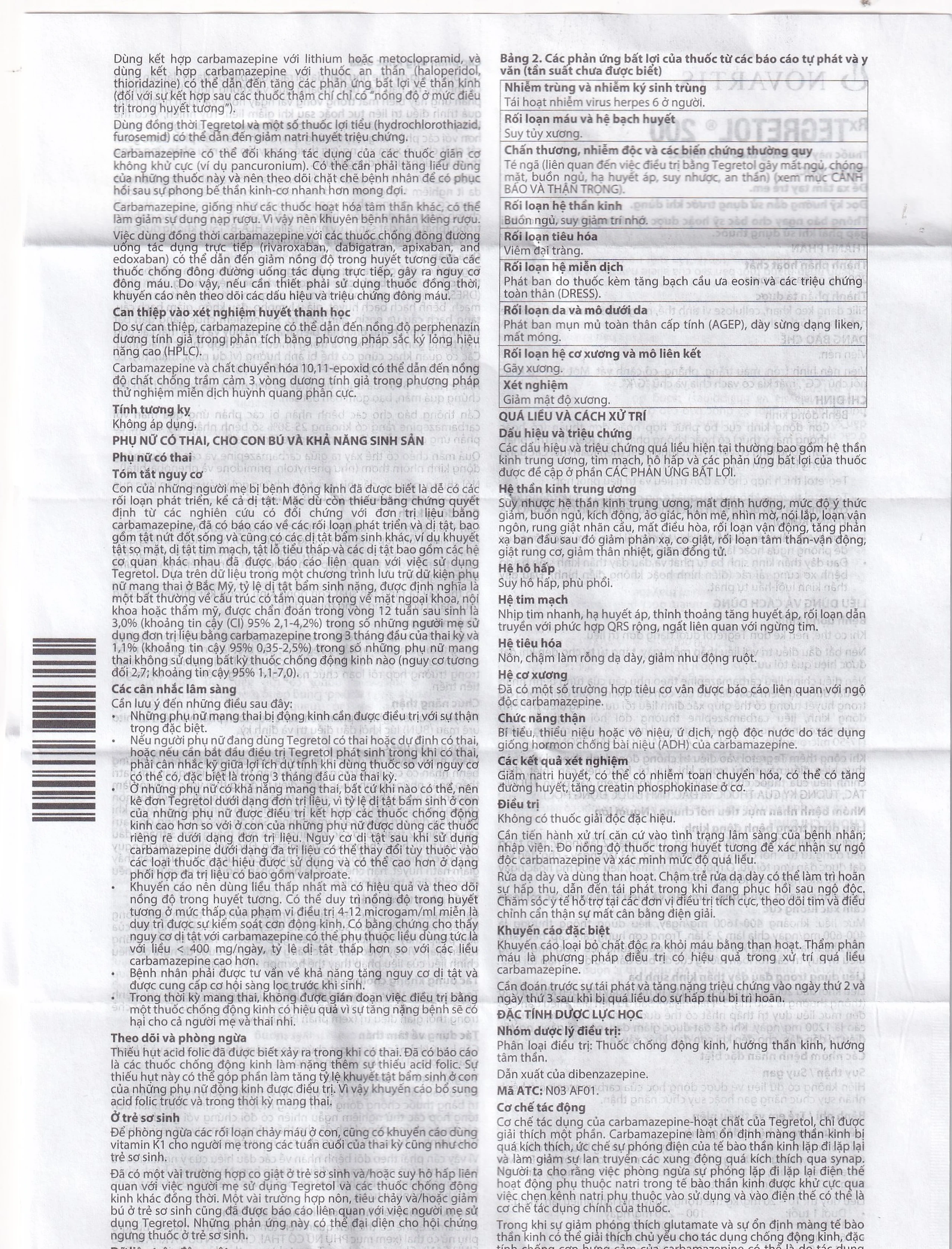 Thuốc Tegretol 200 Novartis điều trị bệnh động kinh (5 vỉ x 10 viên)