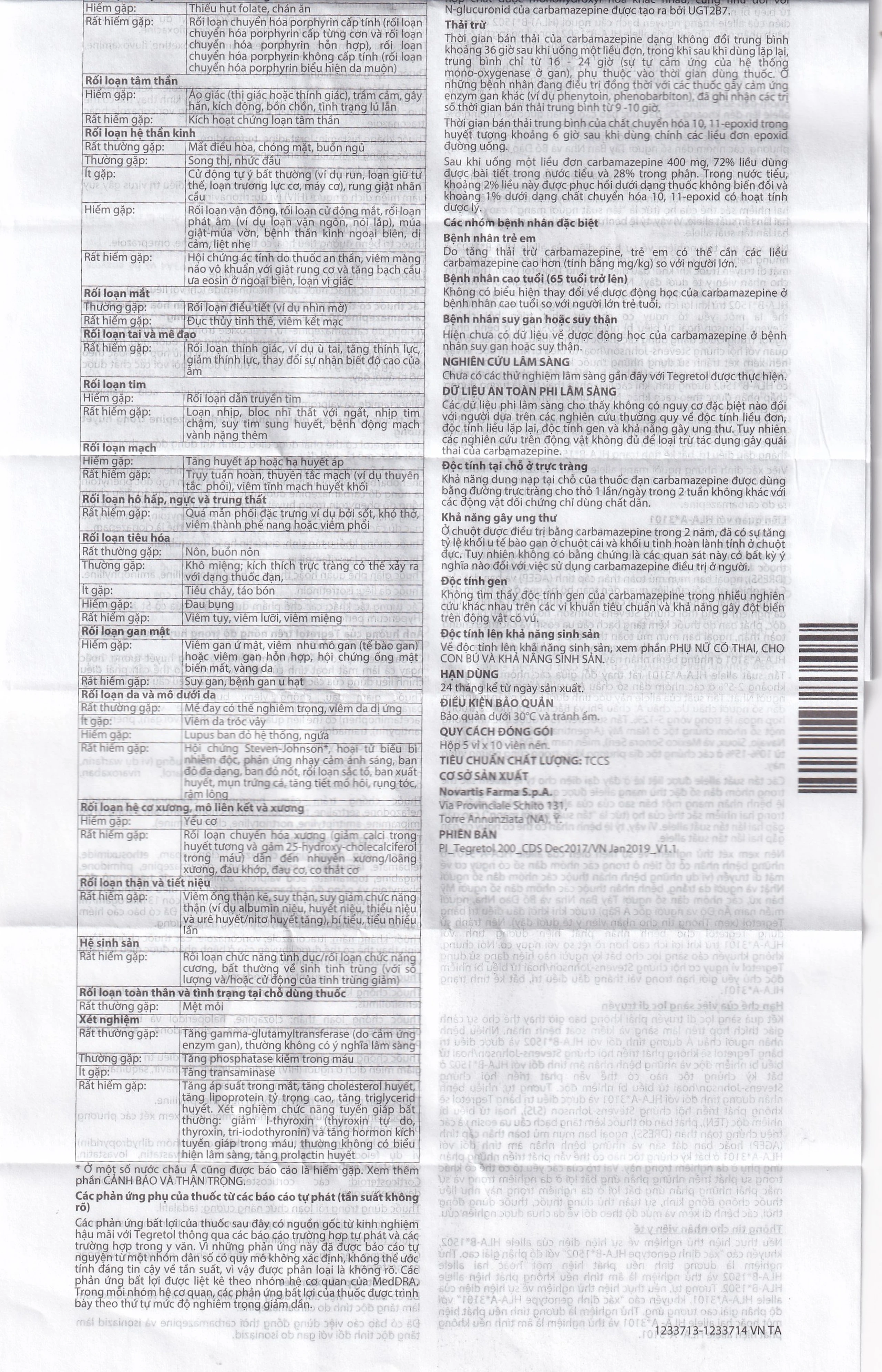 Thuốc Tegretol 200 Novartis điều trị bệnh động kinh (5 vỉ x 10 viên)