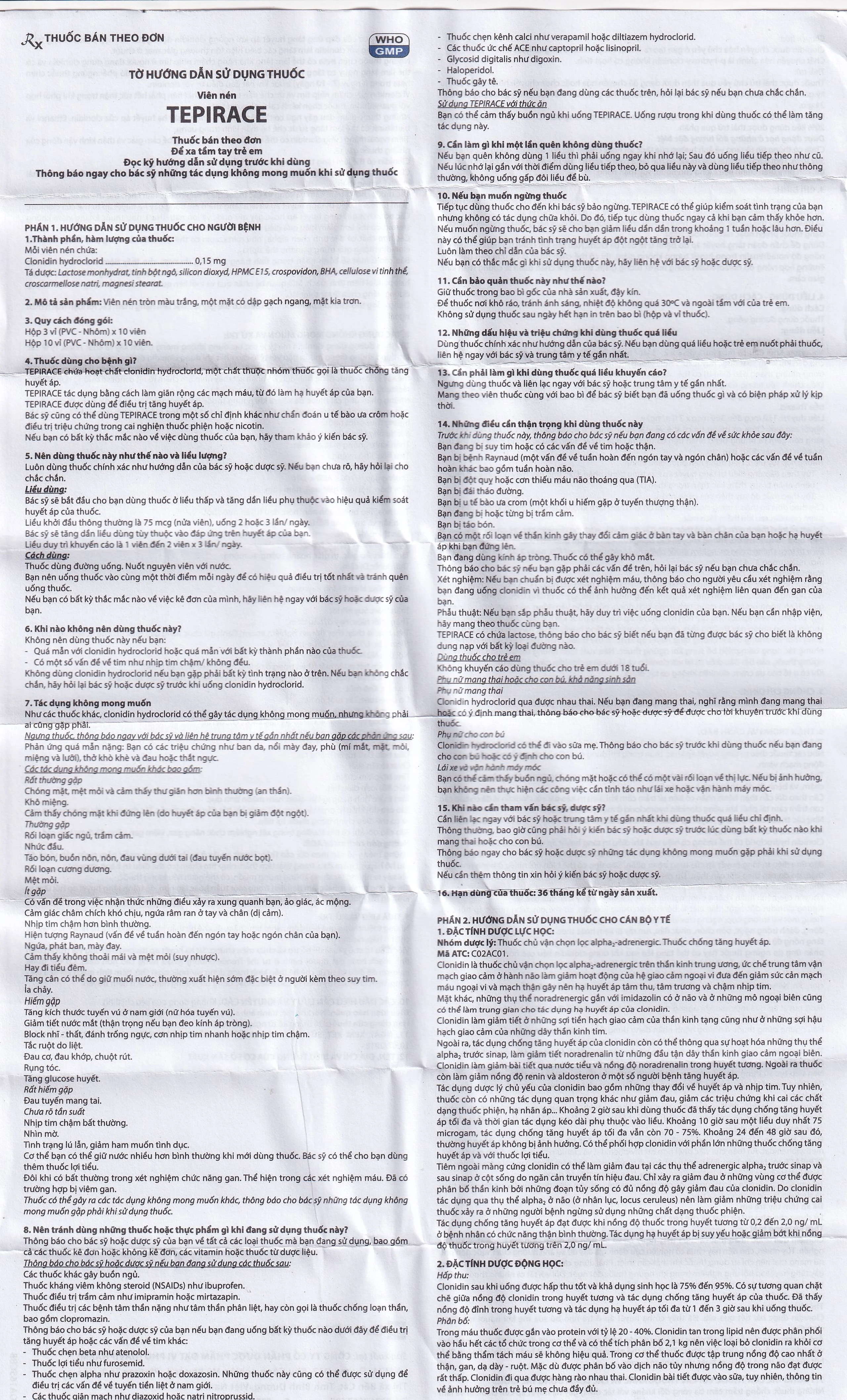 Thuốc Tepirace Davipharm điều trị tăng huyết áp (3 vỉ x 10 viên)