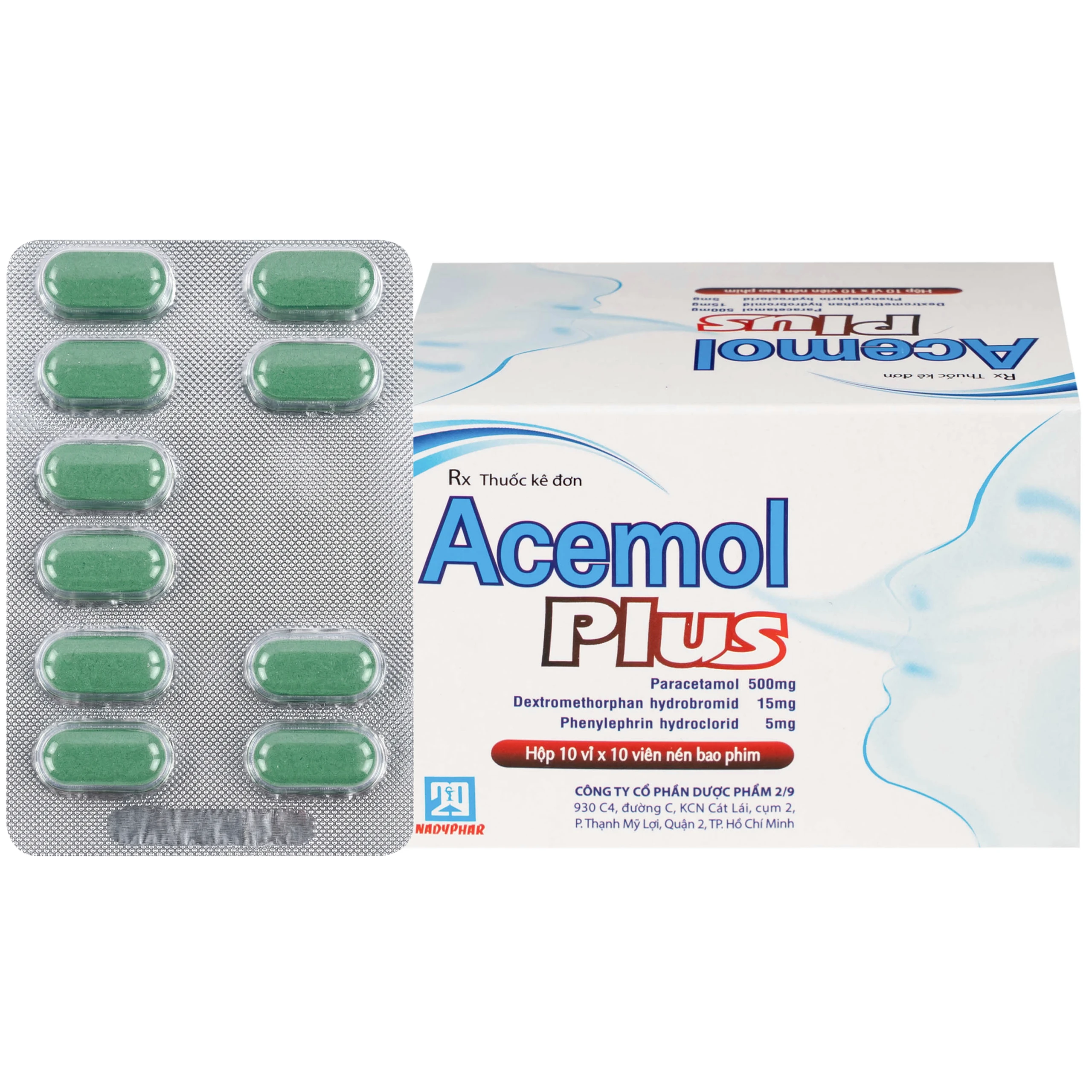 Thuốc Acemol Plus Nadyphar điều trị các triệu chứng của cảm cúm và cảm lạnh cho người lớn và trẻ em trên 12 tuổi (10 vỉ x 10 viên) 1