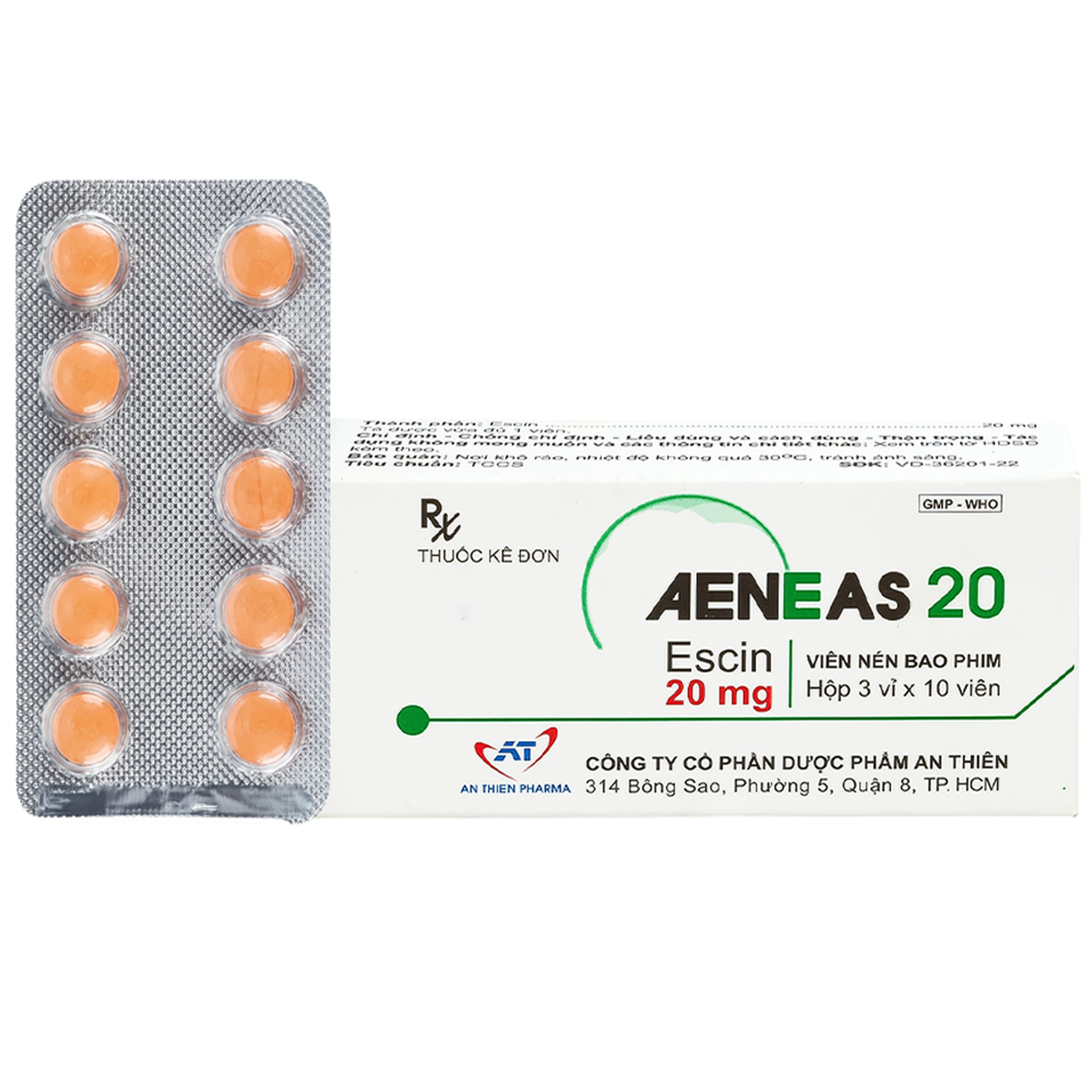 Thuốc Aeneas 20 An Thiên điều trị phù não, phòng và điều trị tụ máu (3 vỉ x 10 viên) 1