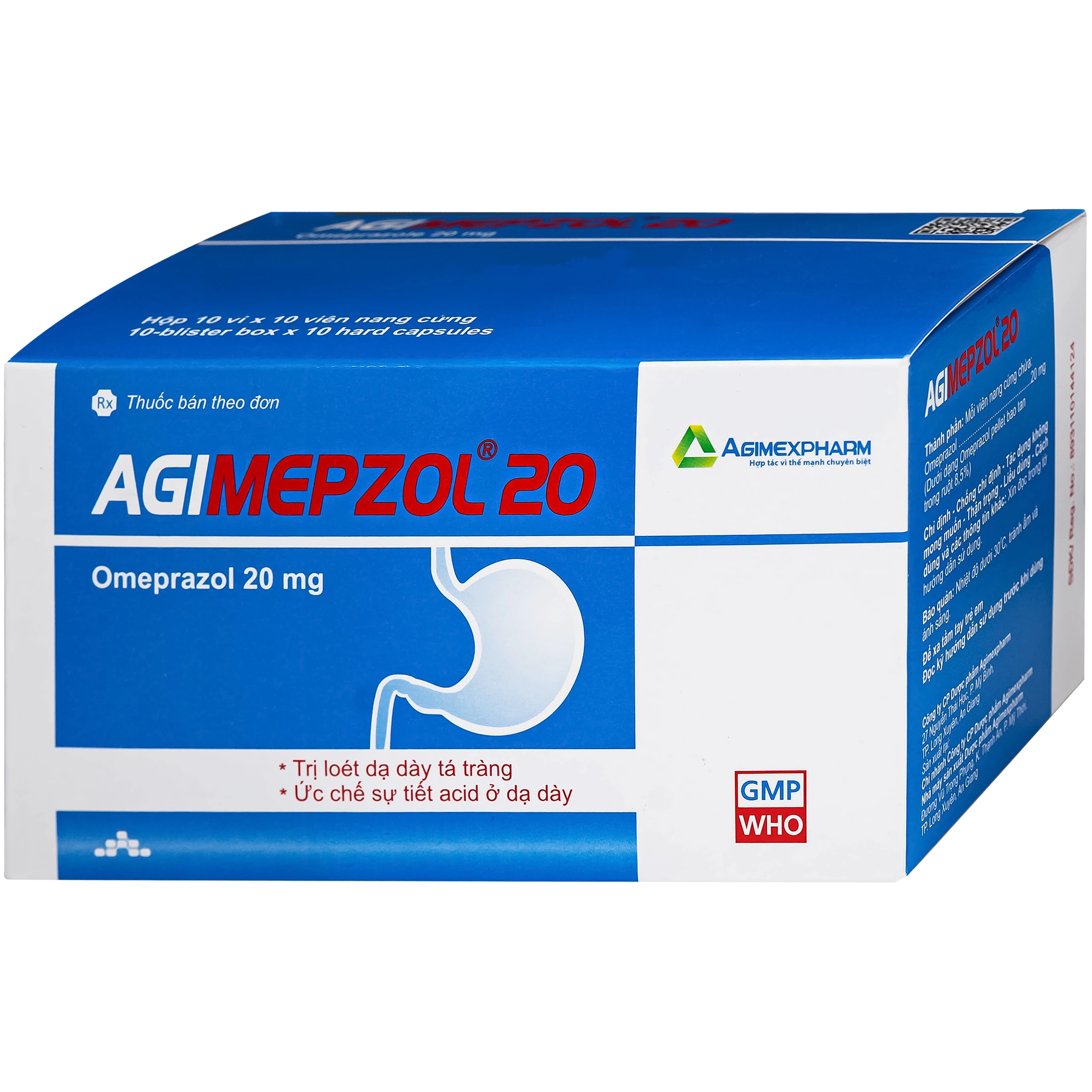 Thuốc Agimepzol 20mg Agimexpharm điều trị loét dạ dày, tá tràng và trào ngược dạ dày (10 vỉ x 10 viên) 2