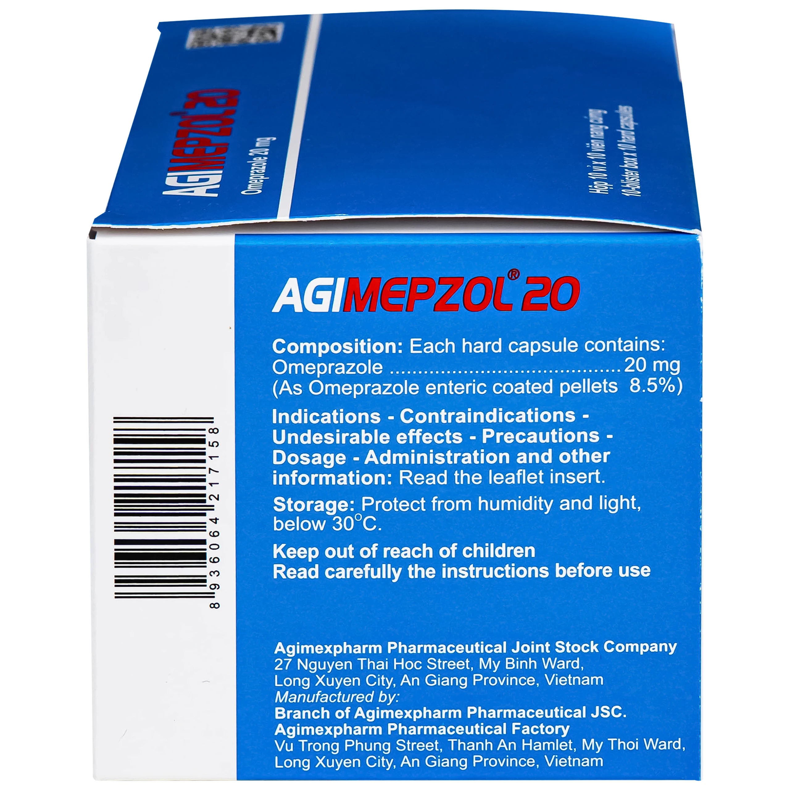 Thuốc Agimepzol 20mg Agimexpharm điều trị loét dạ dày, tá tràng và trào ngược dạ dày (10 vỉ x 10 viên) 3