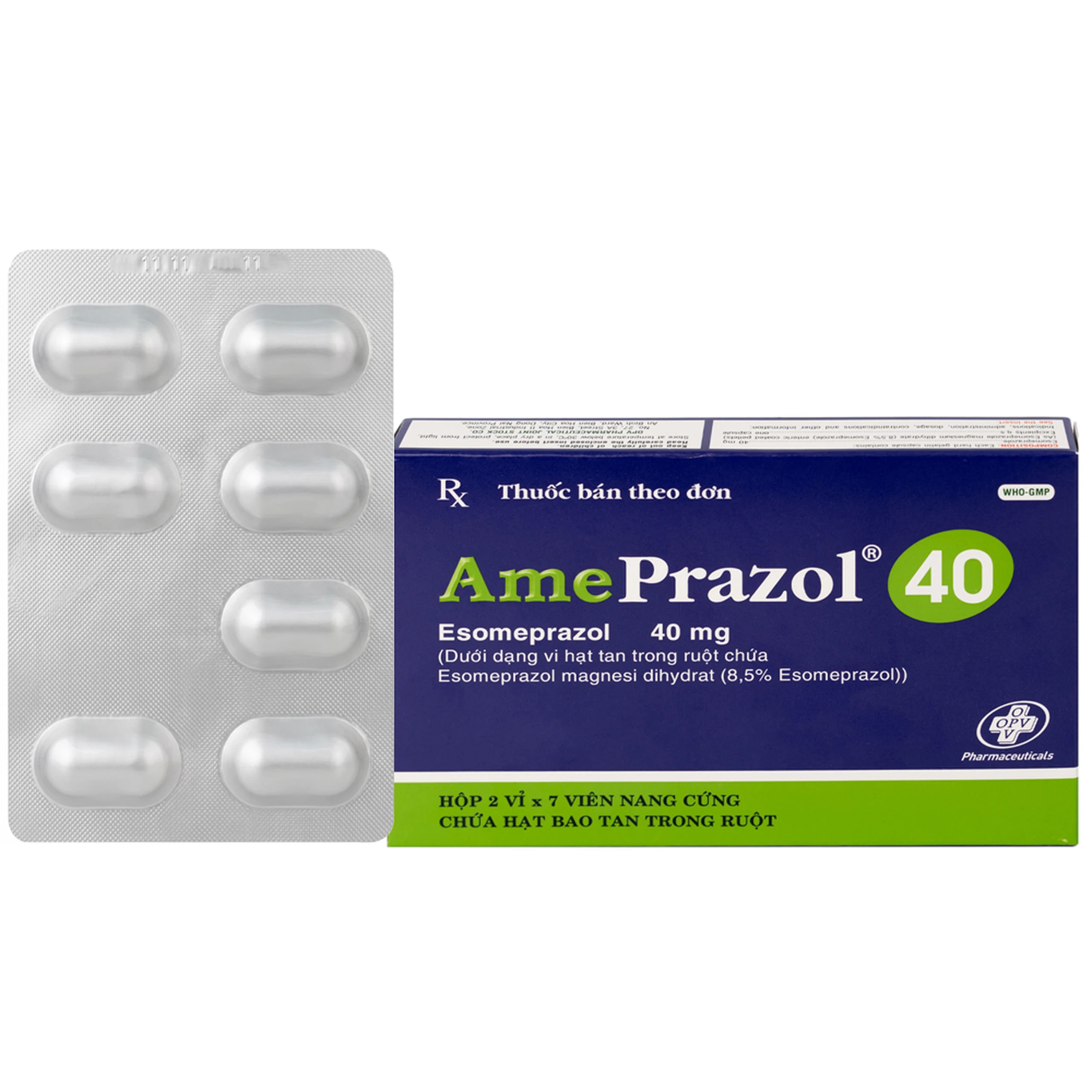 Thuốc AmePrazol 40mg OPV điều trị bệnh trào ngược dạ dày, thực quản (2 vỉ x 7 viên) 1