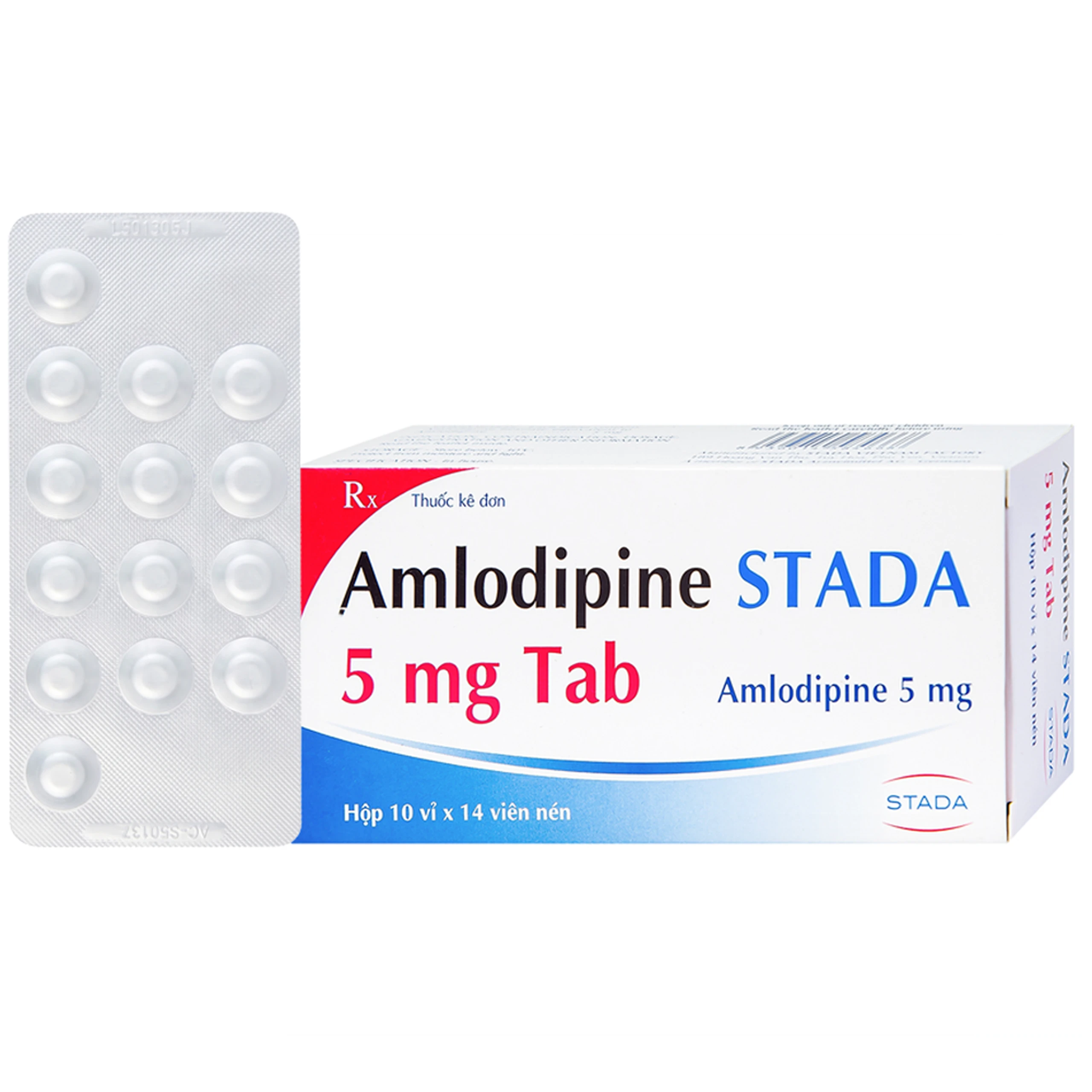 Thuốc Amlodipine Stada 5mg Tab điều trị tăng huyết áp, đau thắt ngực (10 vỉ x 14 viên) 1