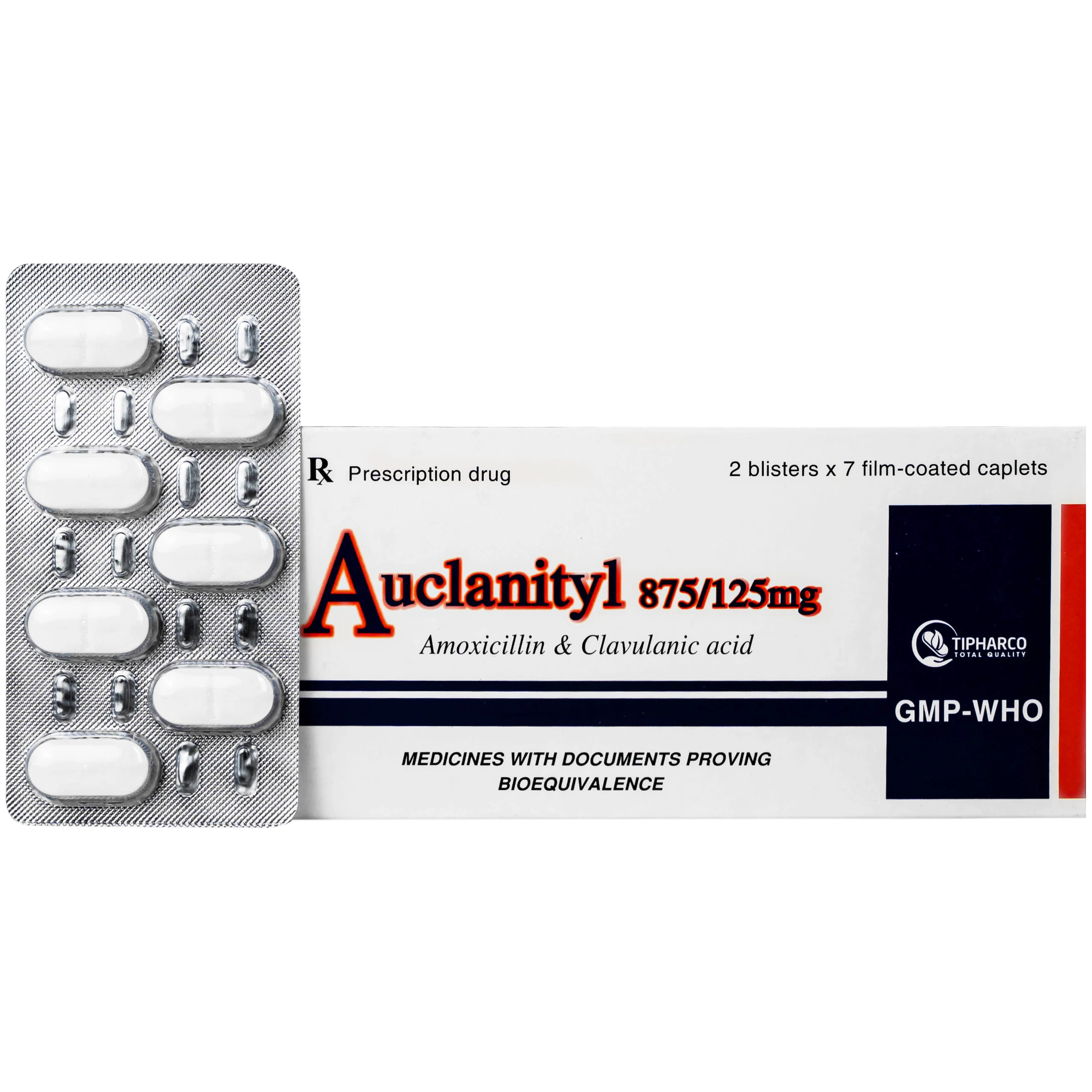 Thuốc  Auclanityl 875/125mg Tipharco điều trị nhiễm khuẩn (2 vỉ x 7 viên)