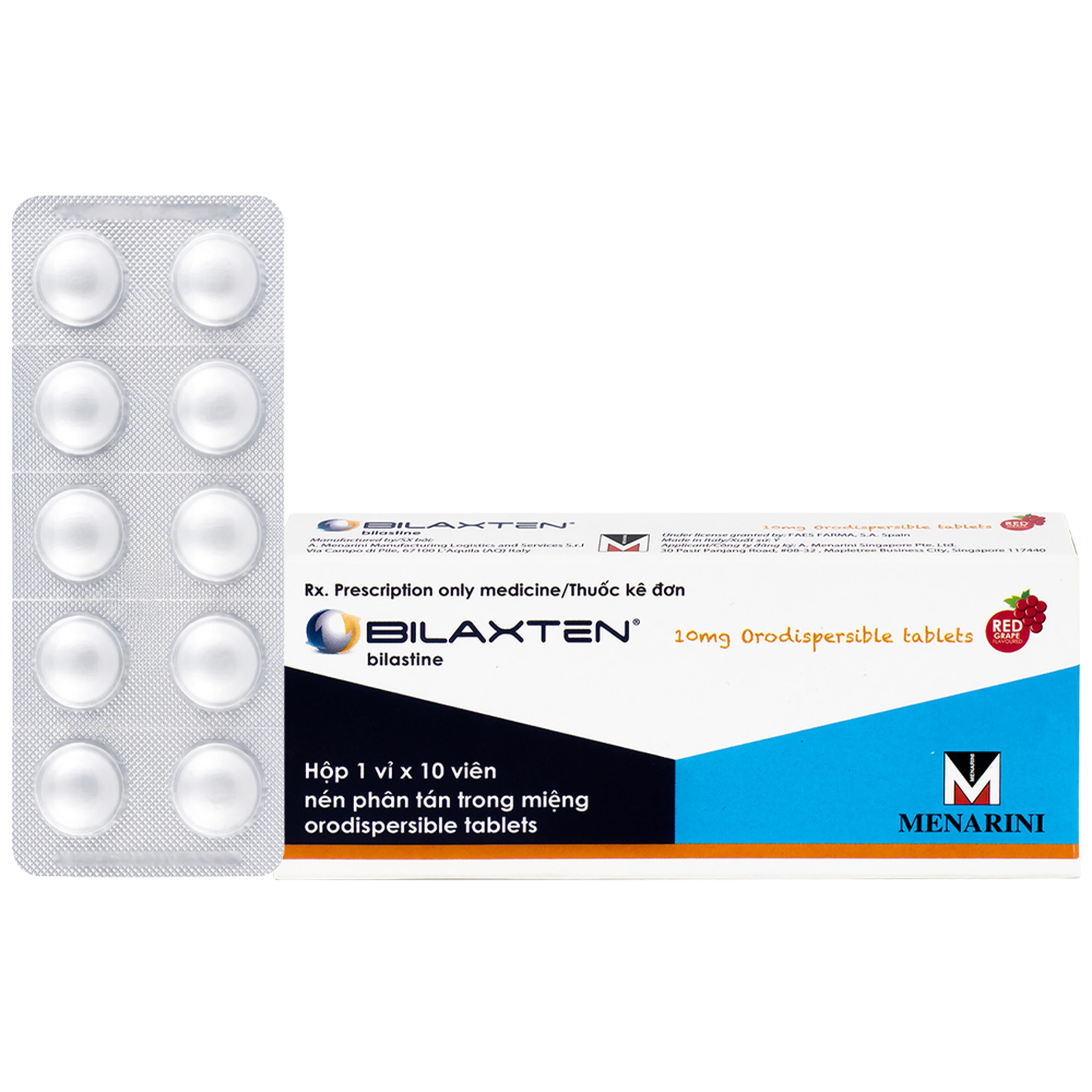 Thuốc Bilaxten 10mg Menarini điều trị viêm mũi dị ứng, mày đay (1 vỉ x 10 viên) 1