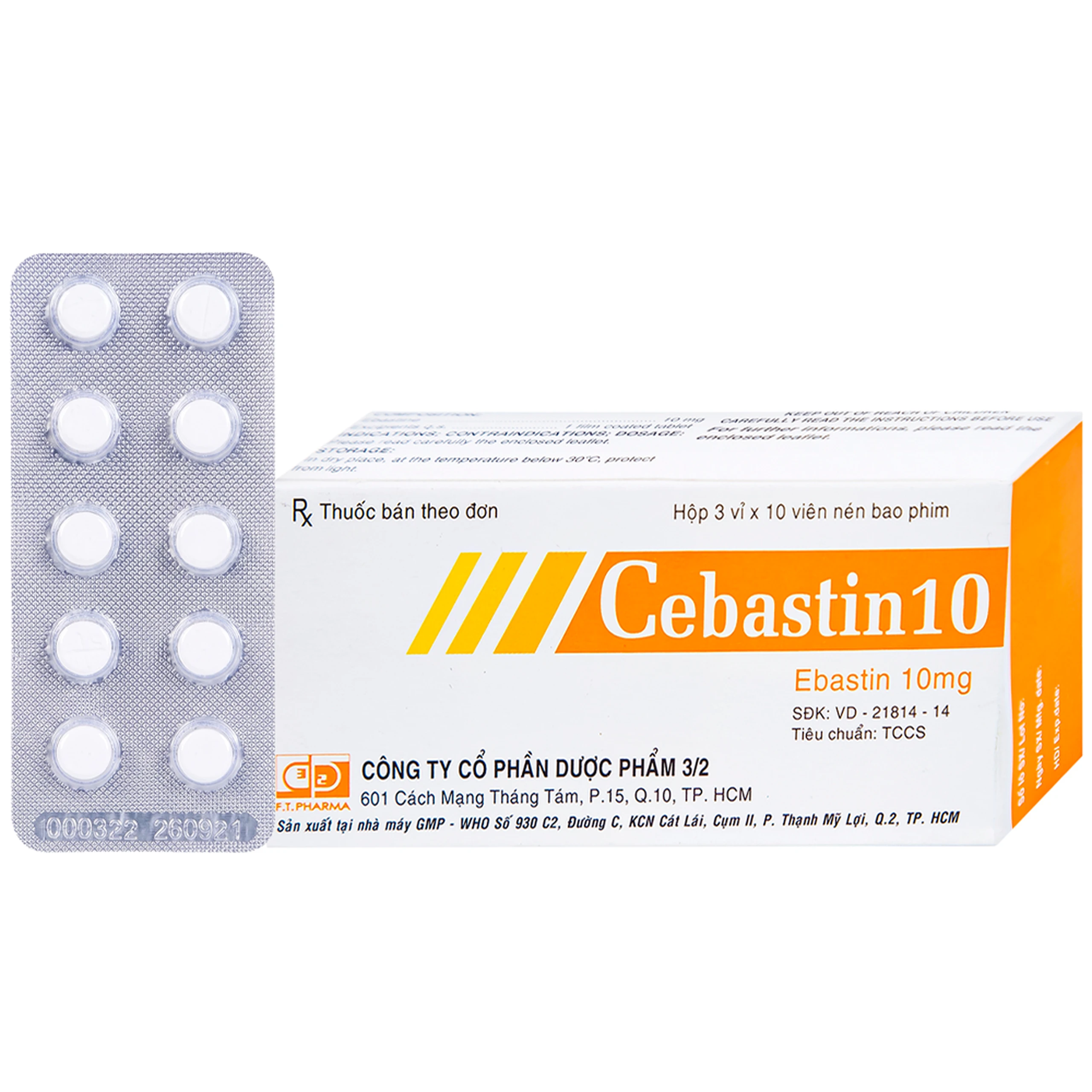 Thuốc Cebastin10 Dược 3-2 điều trị viêm mũi dị ứng, mày đay (3 vỉ x 10 viên) 1
