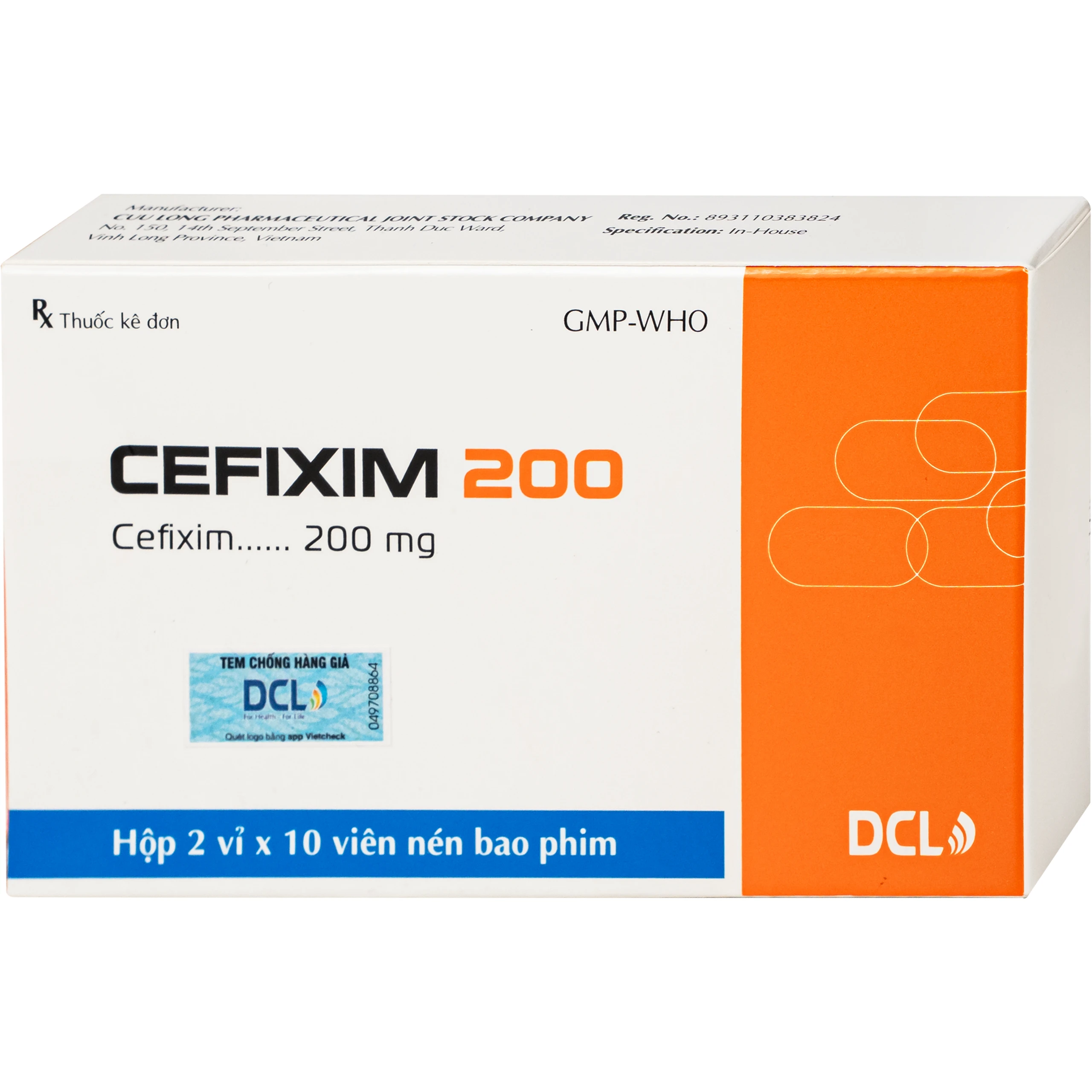 Thuốc Cefixim 200mg Pharimexco điều trị nhiễm khuẩn (2 vỉ x 10 viên) 2