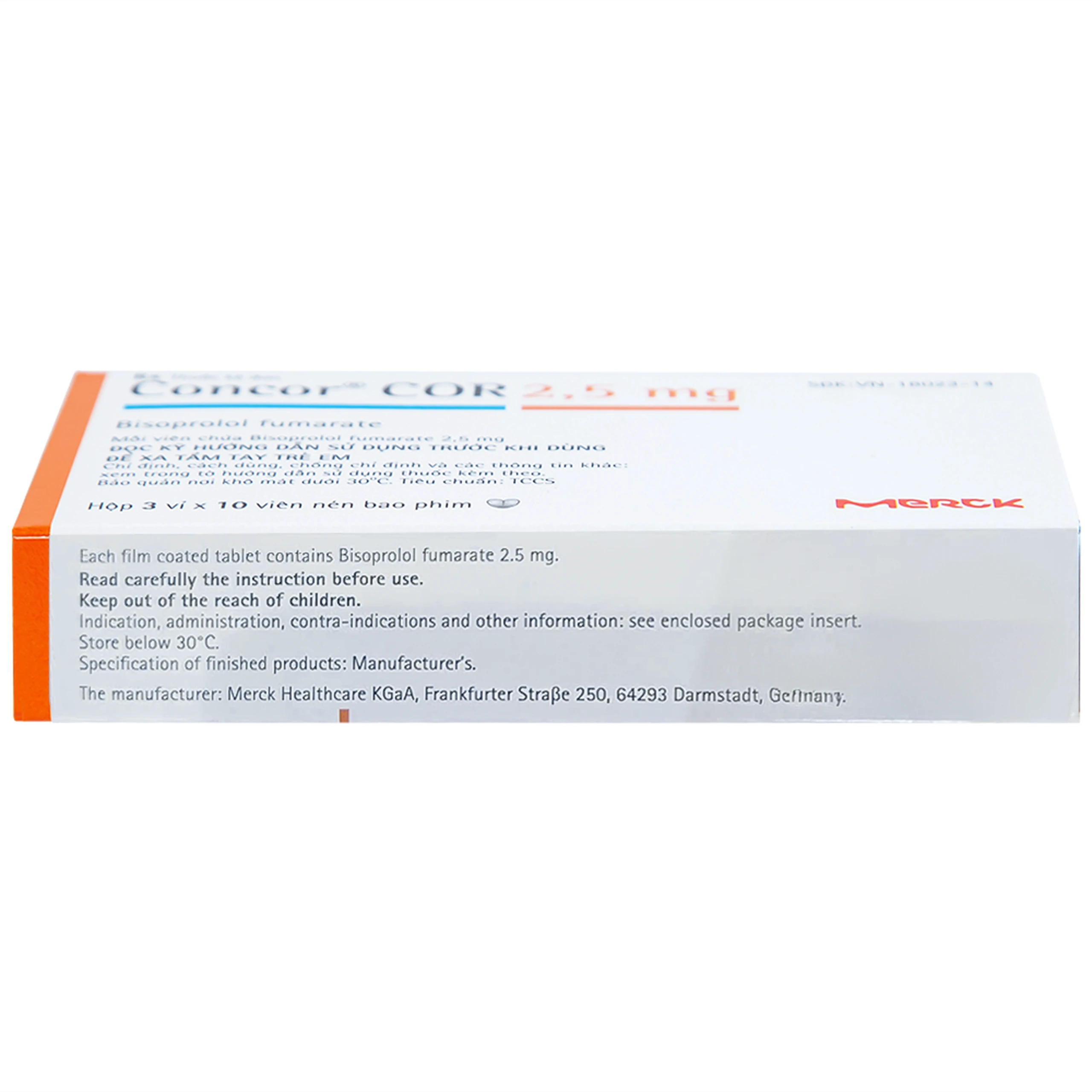 Thuốc Concor Cor 2.5mg Merck điều trị suy tim mãn tính (3 vỉ x 10 viên) 8