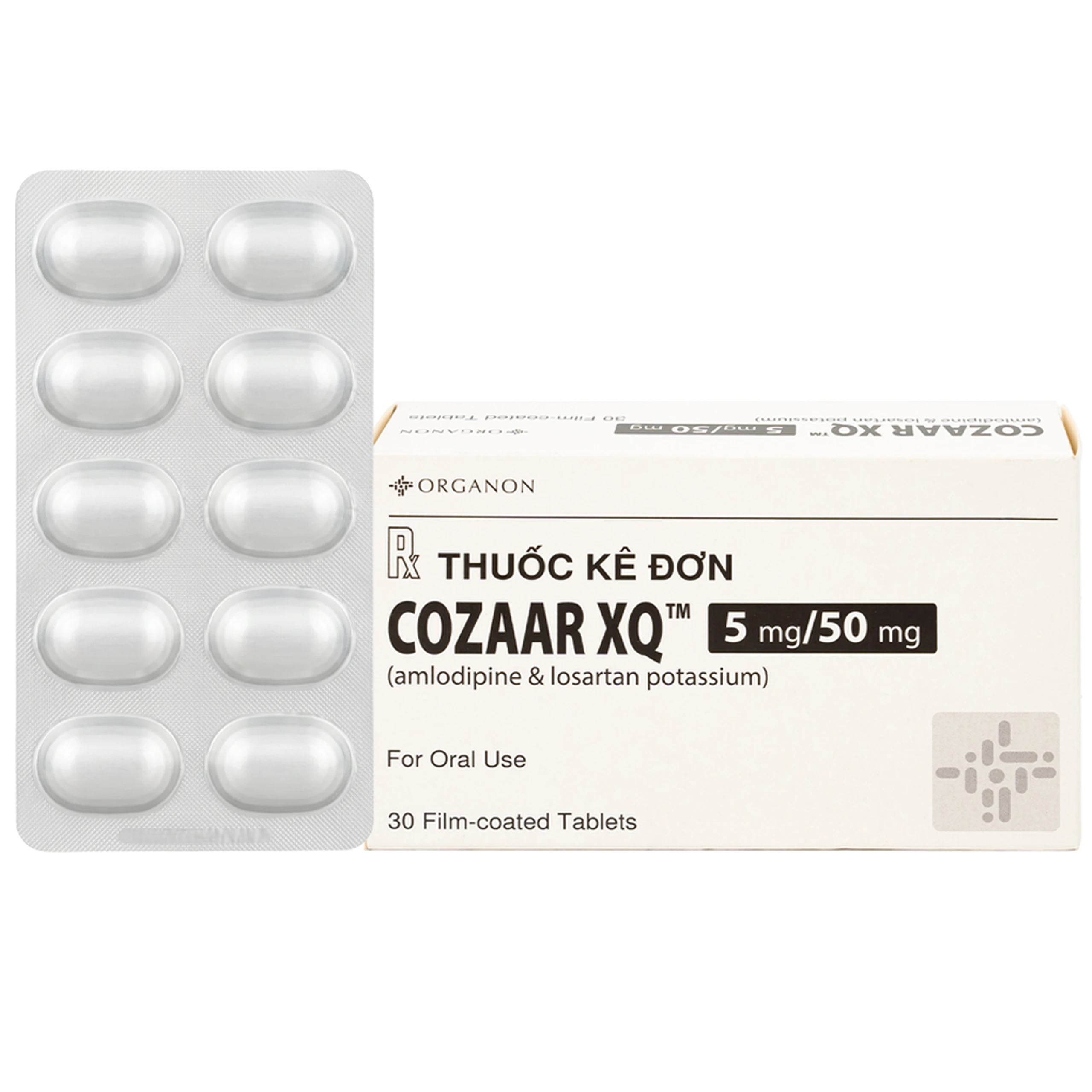 Thuốc Cozaar XQ 5/50mg Organon điều trị cao huyết áp vô căn (3 vỉ x 10 viên) 1