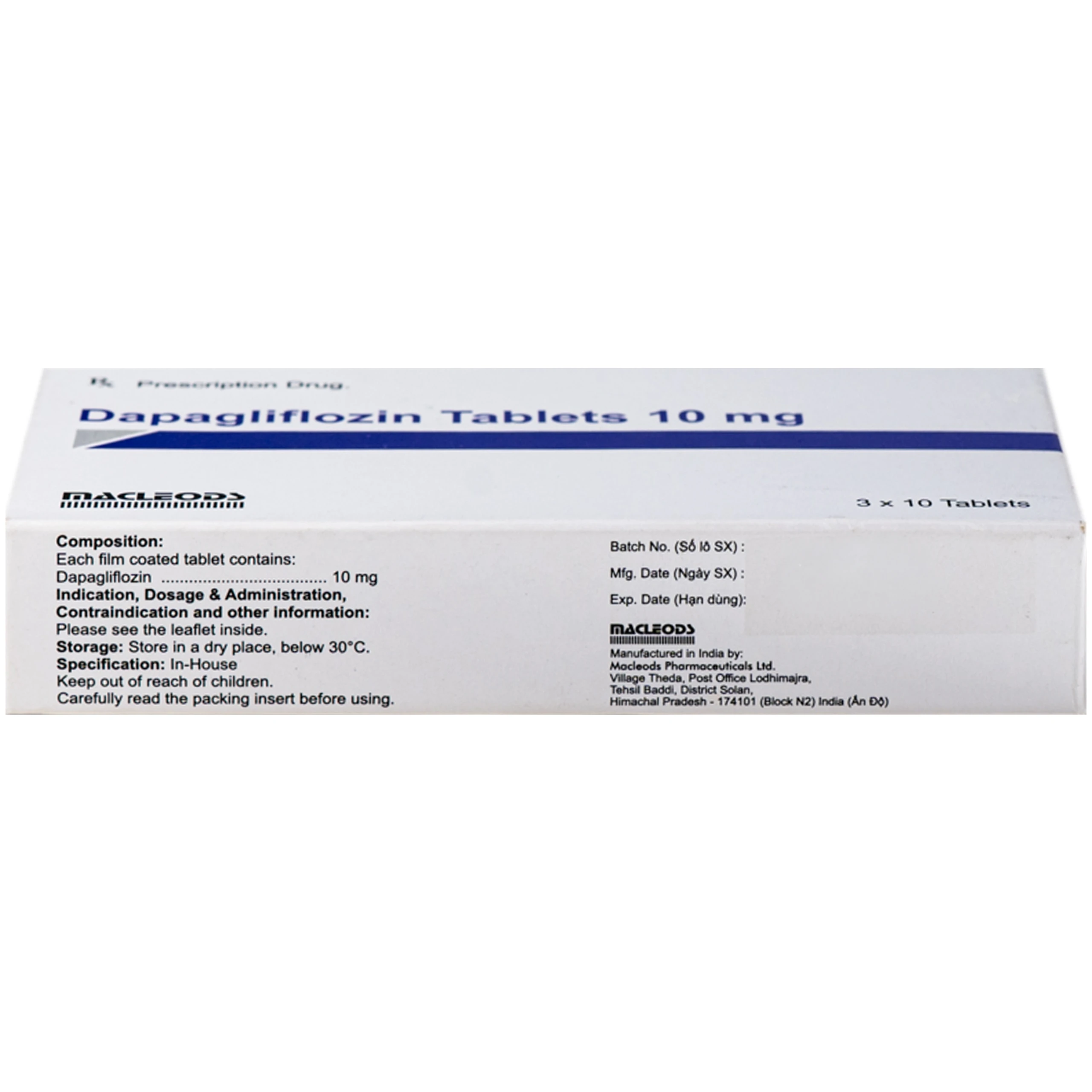 Thuốc DAPAGLIFLOZIN TABLET 10MG Macleods điều trị đái tháo đường típ 2 (3 vỉ x 10 viên) 3