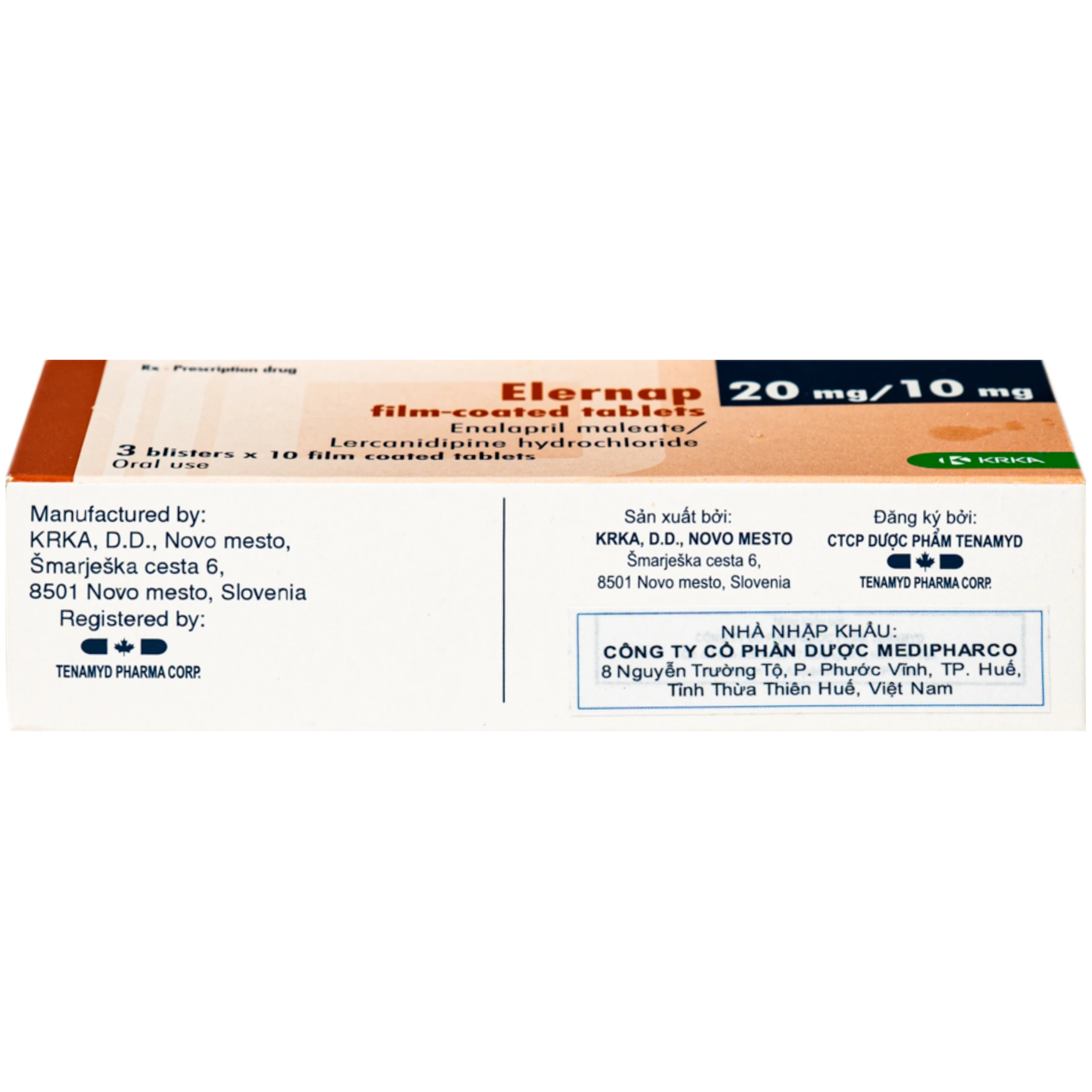 Thuốc Elernap 20/10mg Krka Điều trị tăng huyết áp và các bệnh lý tim mạch liên quan(3 vỉ x 10 viên) 4