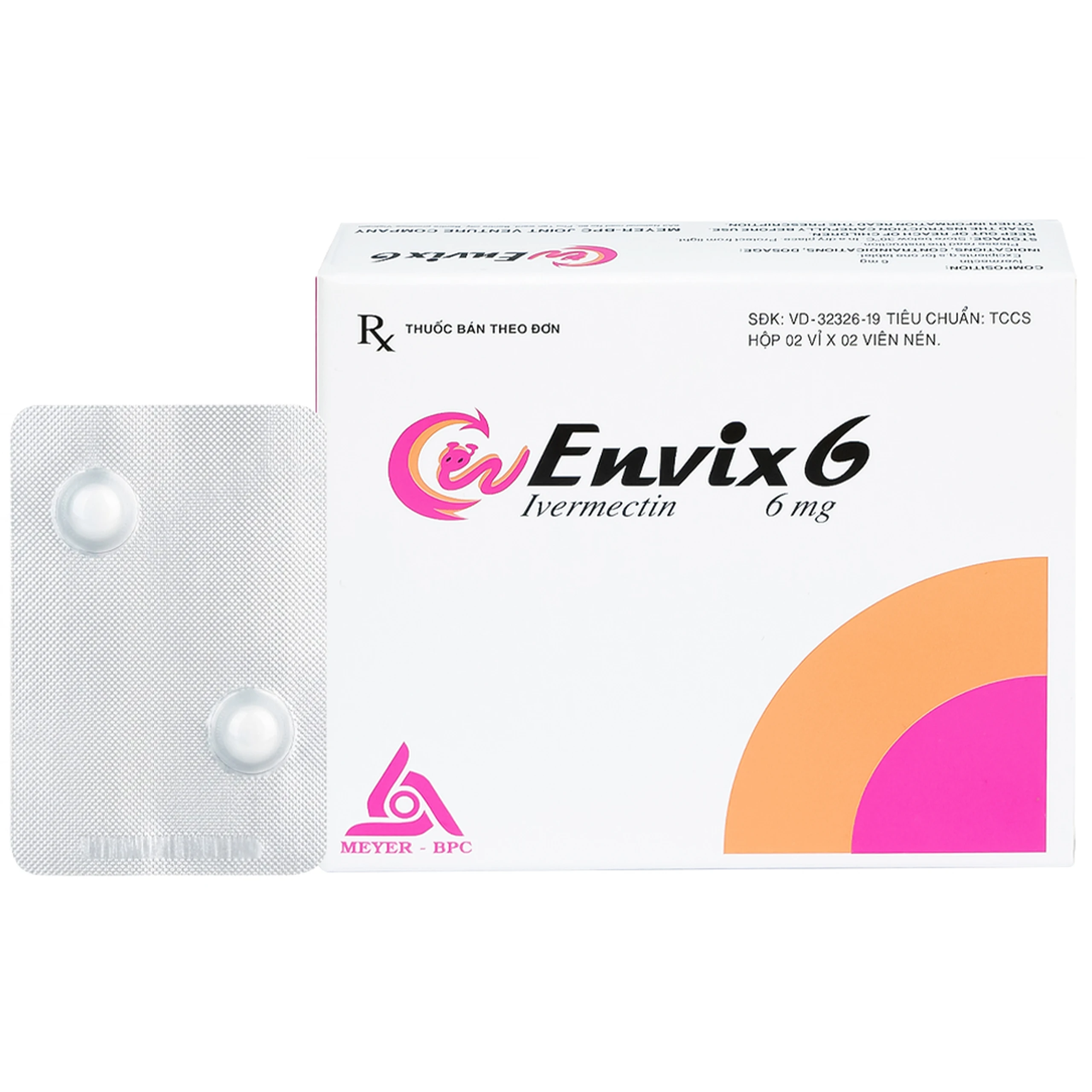 Thuốc Envix 6 Meyer - BPC điều trị giun chỉ Onchocerca, giun lươn ở ruột (2 vỉ x 2 viên) 1