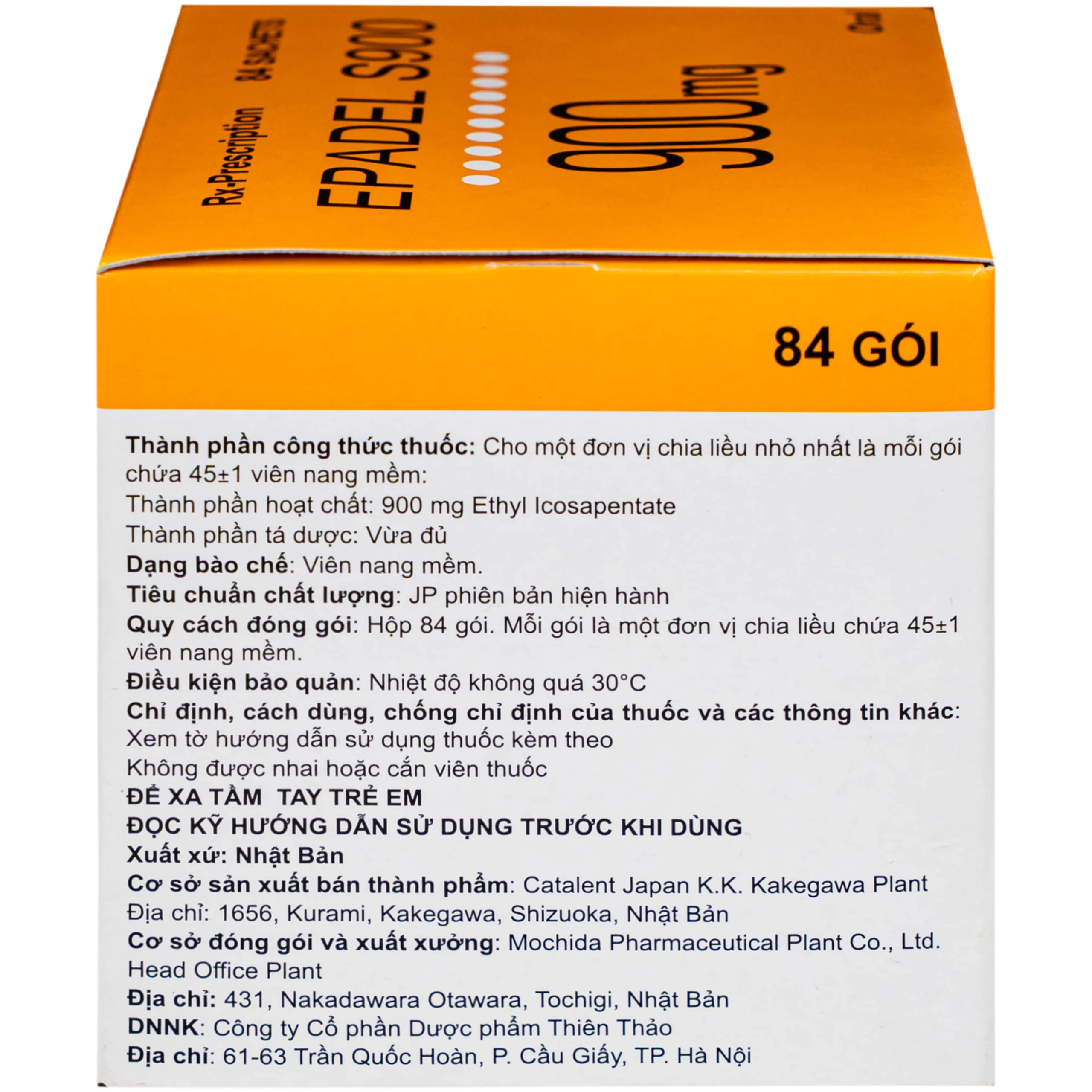 Thuốc Epadel 900mg Catalent điều trị tăng lipid máu (mỡ máu) và xơ vữa động mạch (84 gói) 3