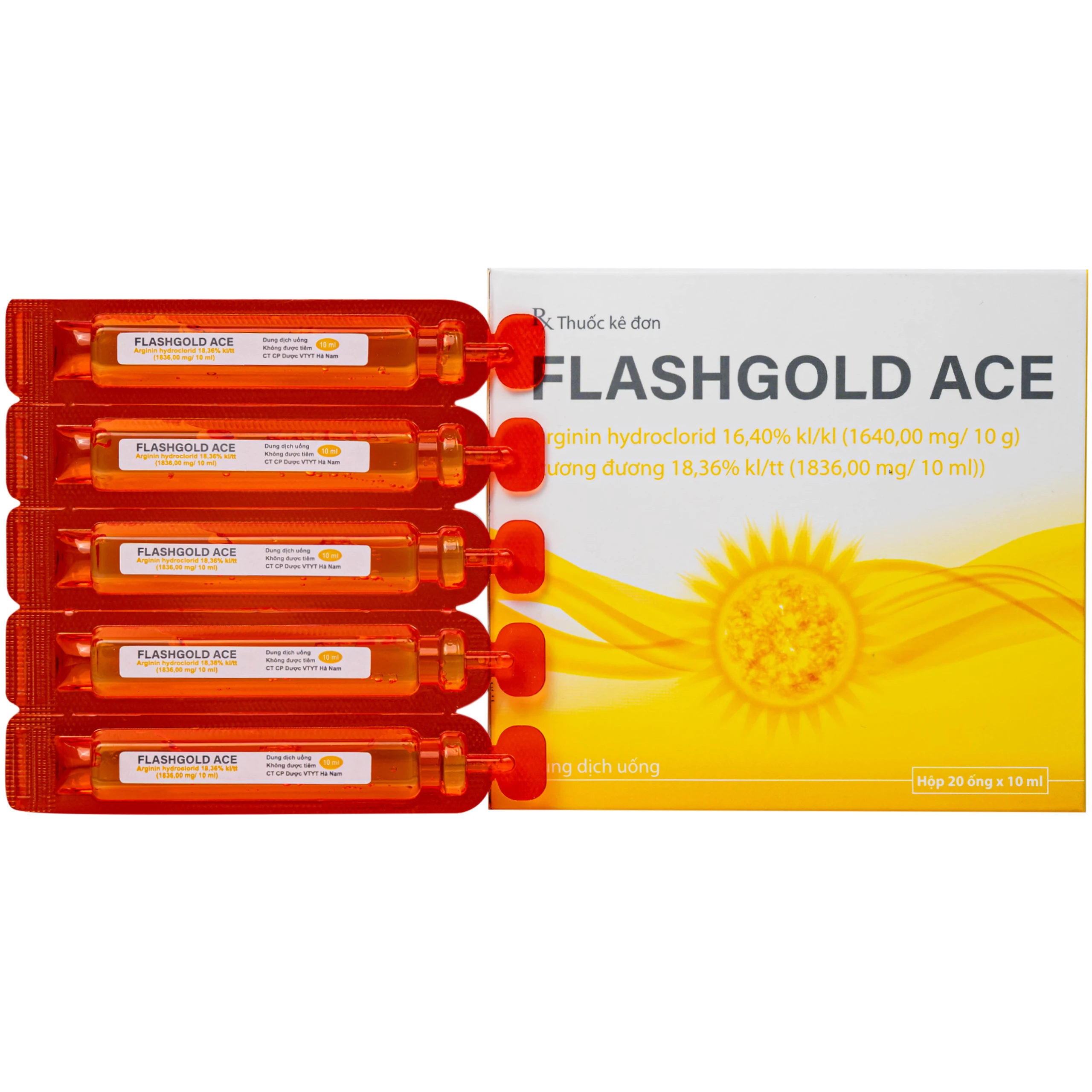 Thuốc FLASHGOLD ACE điều trị Các tình trạng rối loạn tiêu hóa trên người lớn, Suy nhược chức năng trên đối tượng người lớn hay trẻ em (20 ống x 5ml) 1