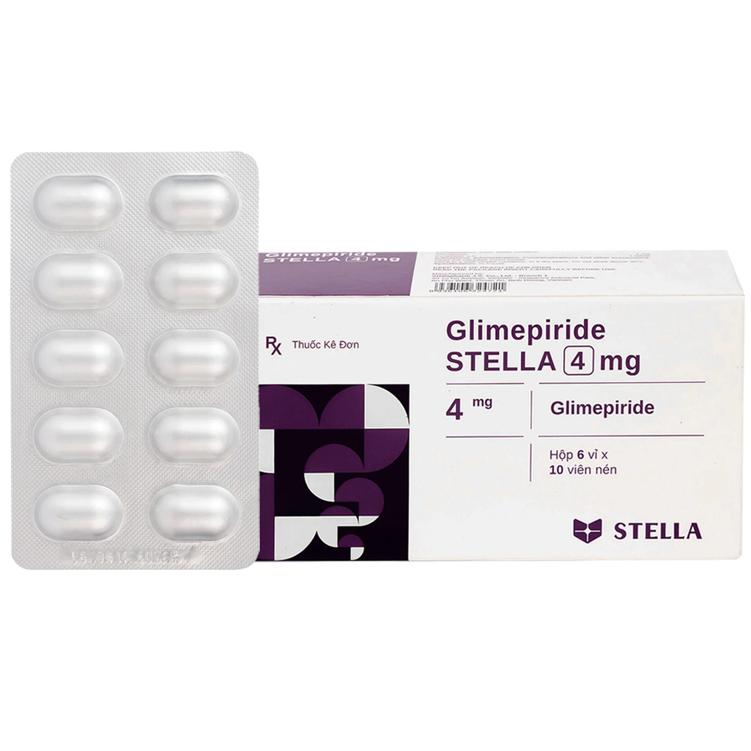 Thuốc Glimepiride 4mg Stella Pharm giảm đường huyết cho bệnh đái tháo đường típ 2 (6 vỉ x 10 viên)