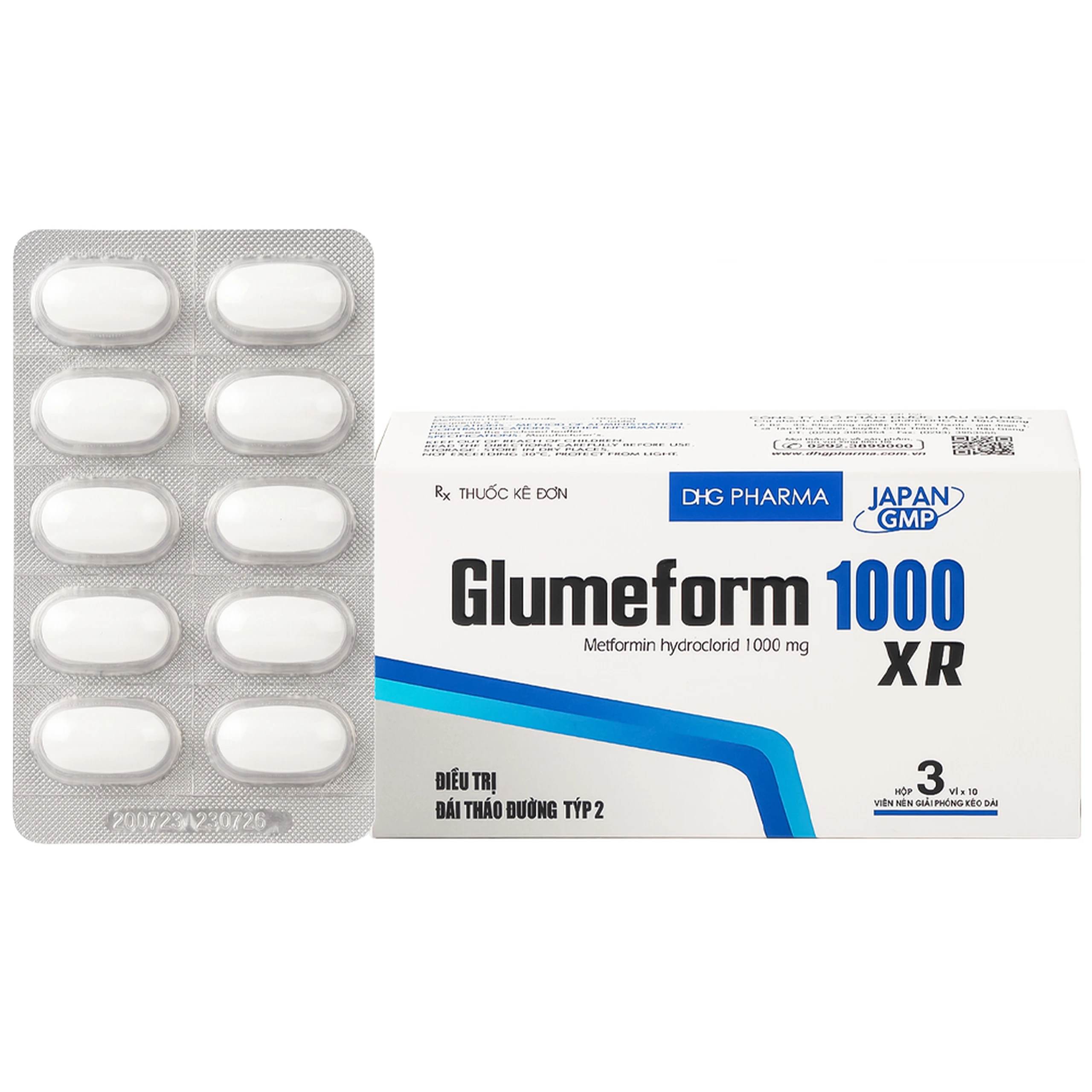 Thuốc Glumeform 1000 XR DHG điều trị đái tháo đường típ 2 (3 vỉ x 10 viên) 1