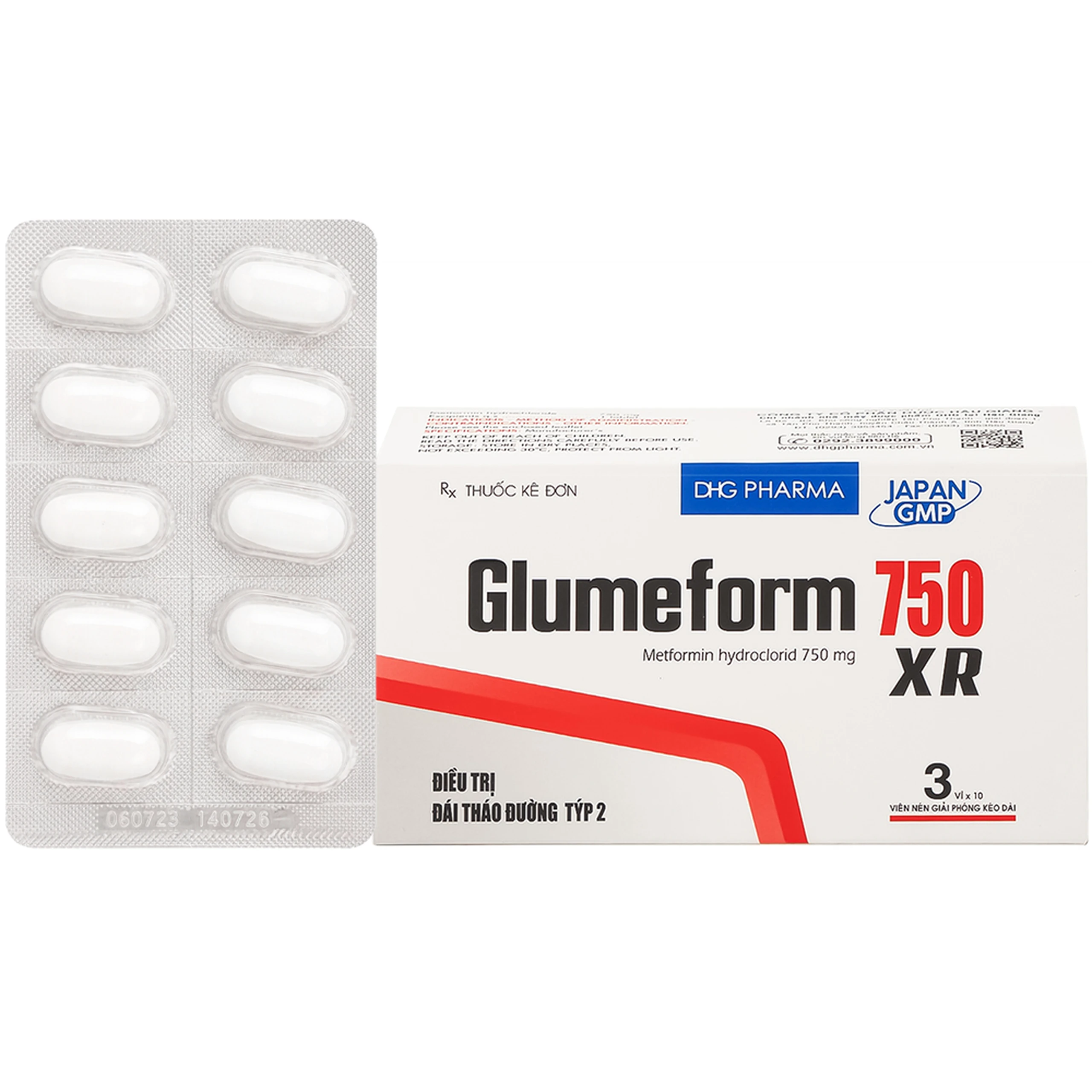 Thuốc Glumeform 750 XR DHG điều trị đái tháo đường típ 2 (3 vỉ x 10 viên) 1