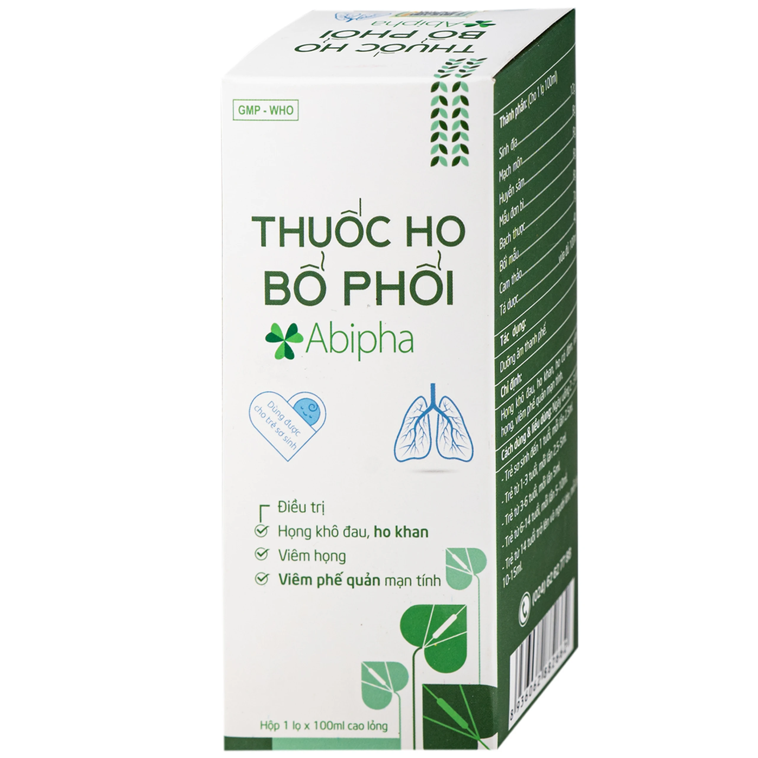 Thuốc ho bổ phổi Abipha điều trị các chứng ho khan, ho có đờm, ho kéo dài gây đau rát họng hoặc khản tiếng (100ml) 2