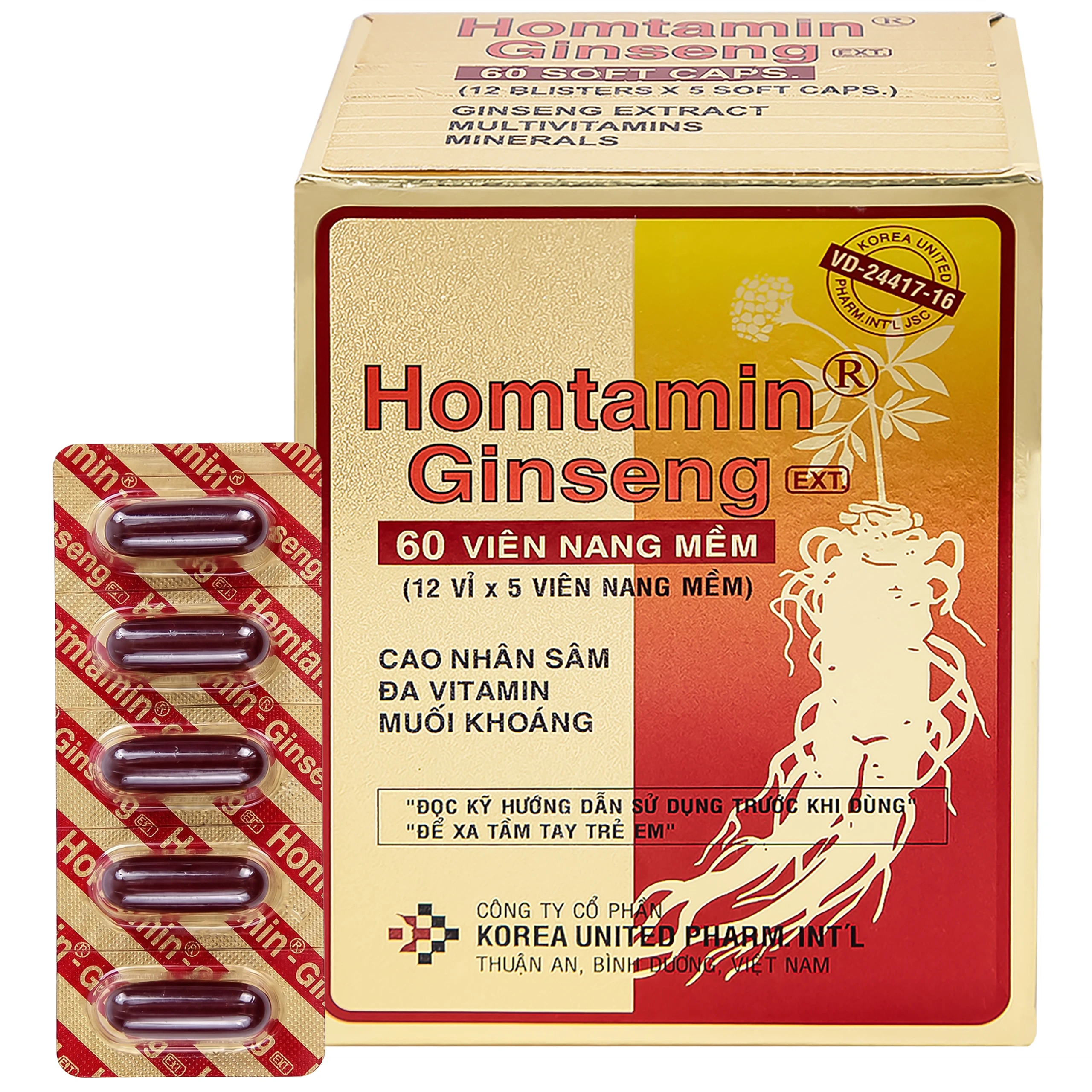 Thuốc Homtamin Ginseng Korea United cung cấp vitamin và muối khoáng (12 vỉ x 5 viên) 1