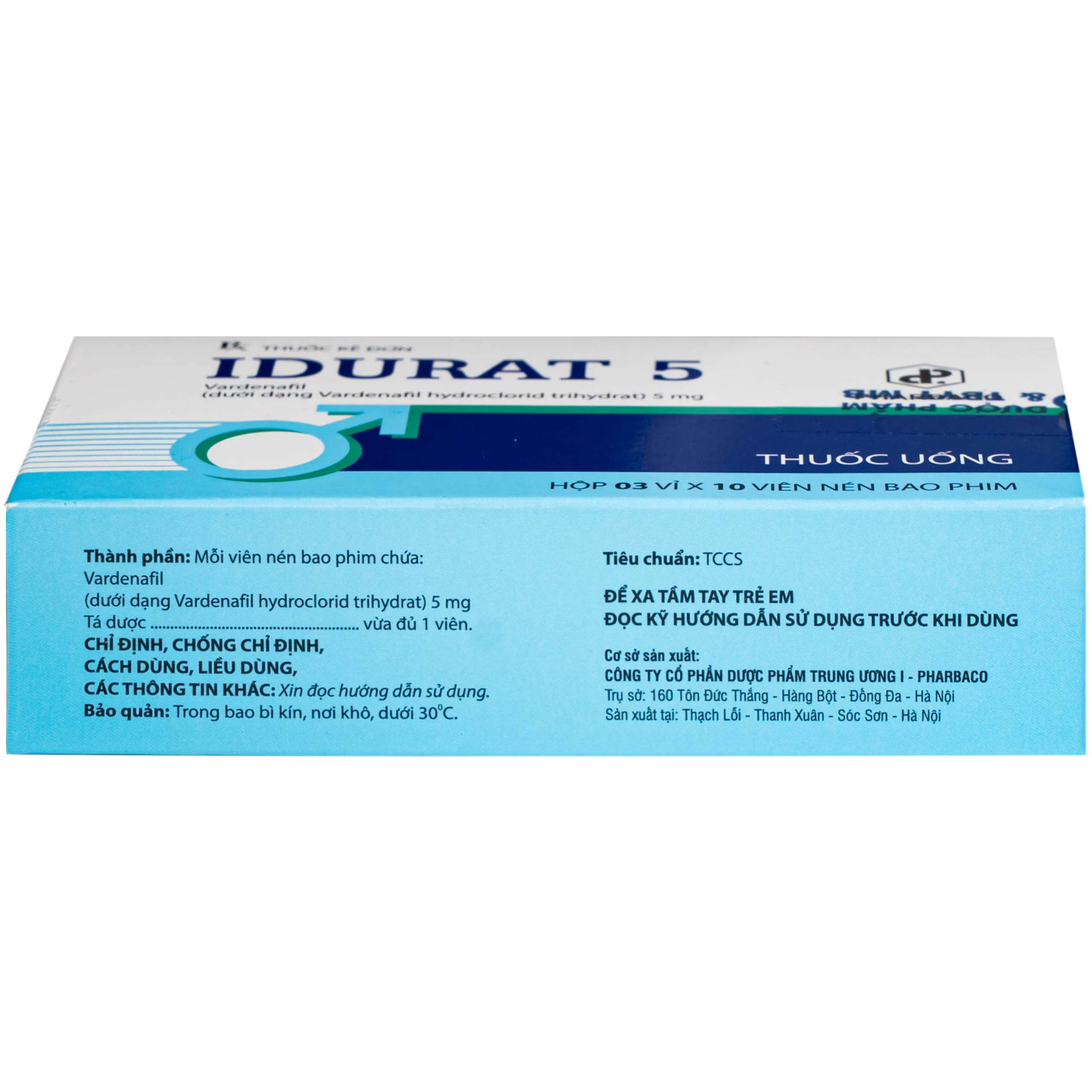 Thuốc Idurat 5mg Pharbaco điều trị rối loạn cương dương (3 vỉ x 10 viên) 4