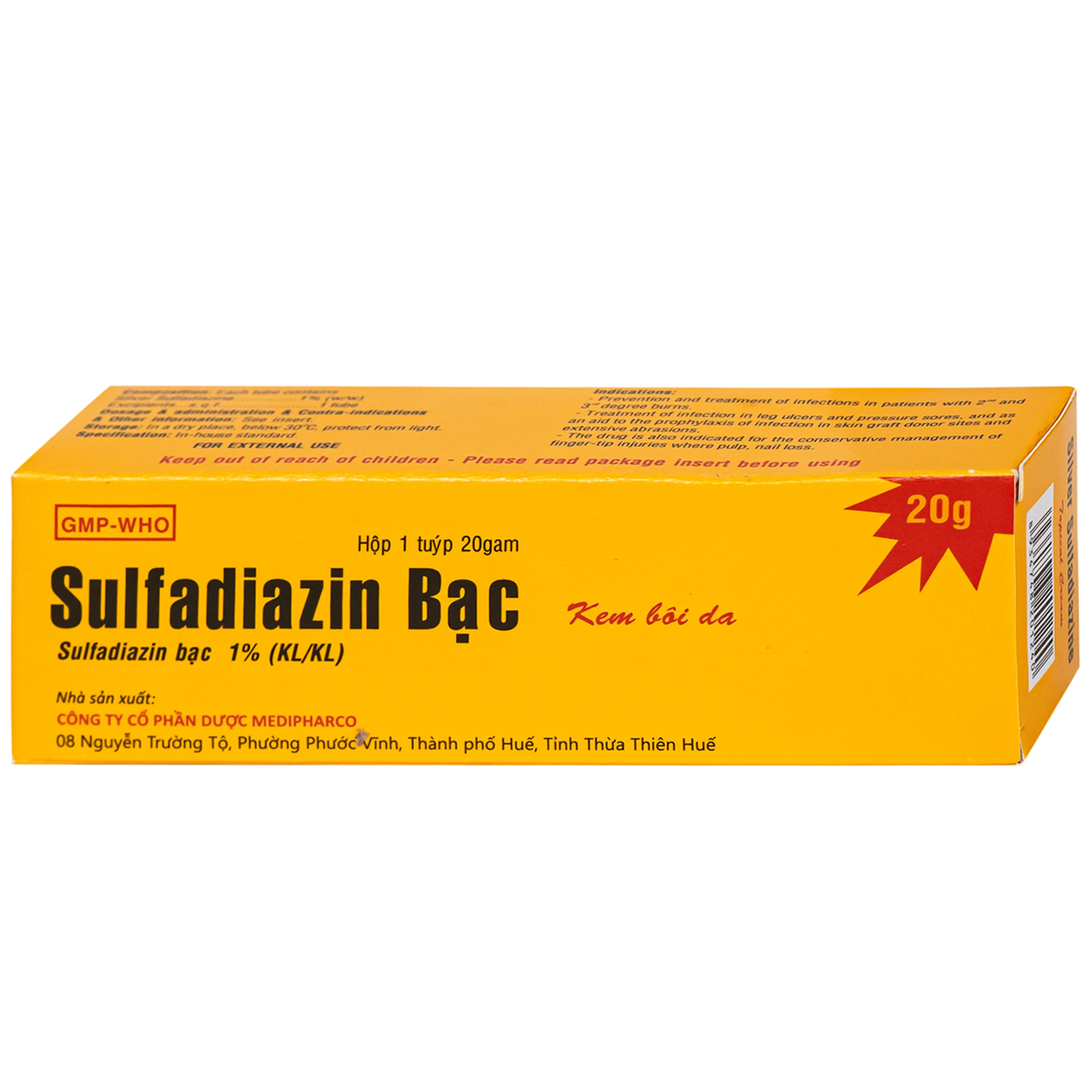 Thuốc Kem Bôi Da Sulfadiazin Bạc 1% Medipharco phòng ngừa và điều trị nhiễm khuẩn trong phỏng độ hai, độ ba (20g) 2