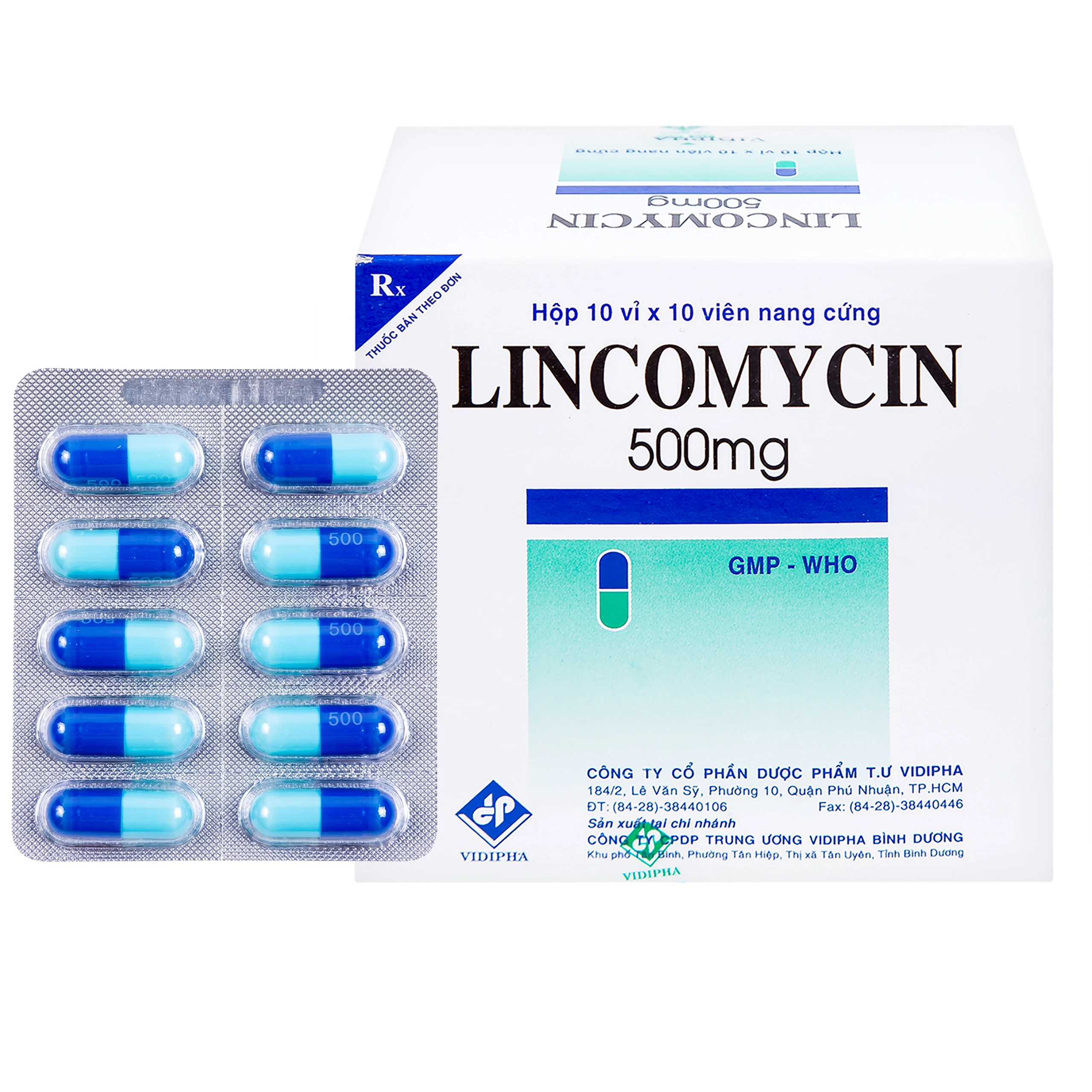 Thuốc Lincomycin 500mg Vidipha điều trị nhiễm khuẩn tai mũi họng, phế quản, phổi (10 vỉ x 10 viên) 1