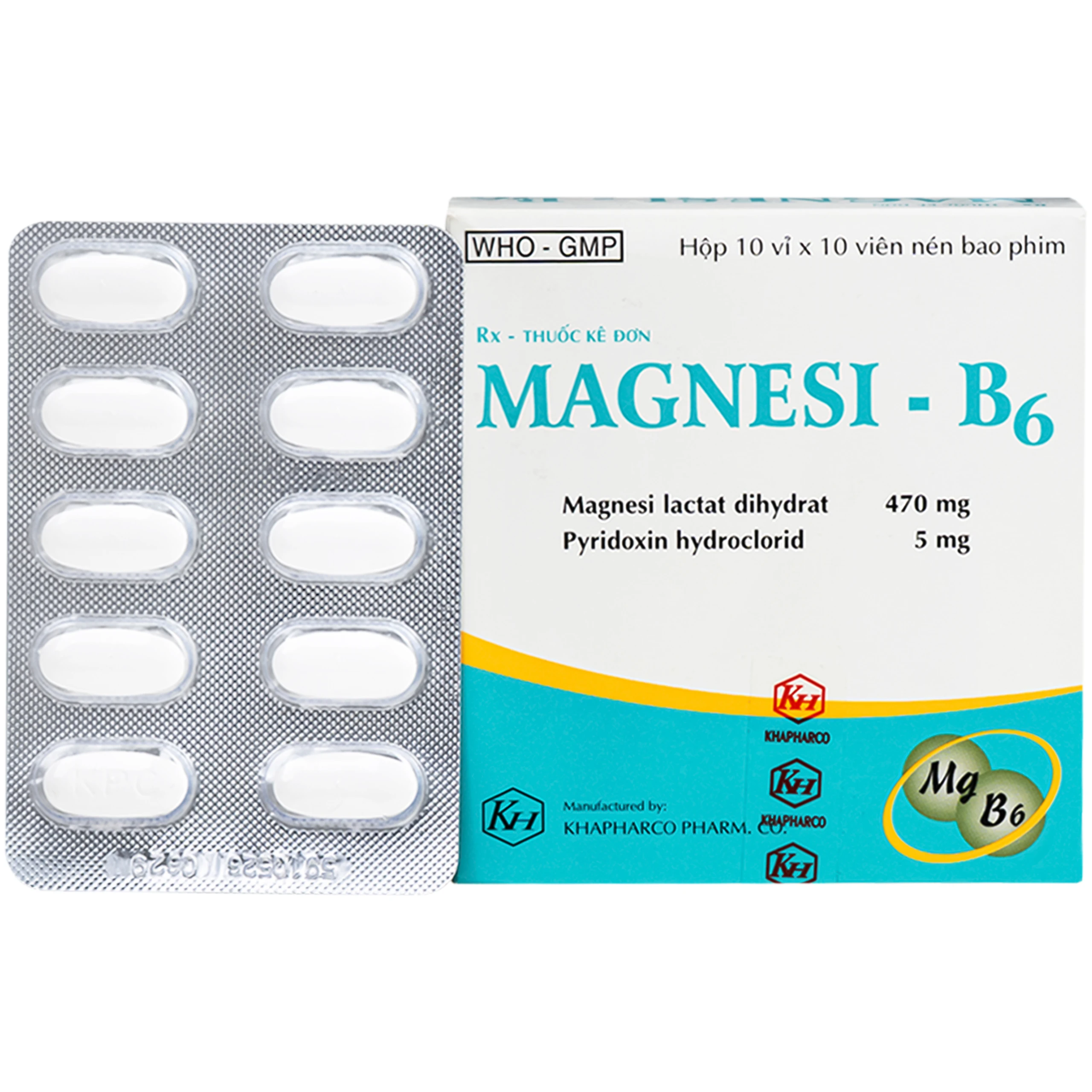 Thuốc Magnesi-B6 Khapharco giảm các triệu chứng thiếu hụt magnesi, nôn mửa, khó chịu (10 vỉ x 10 viên) 1