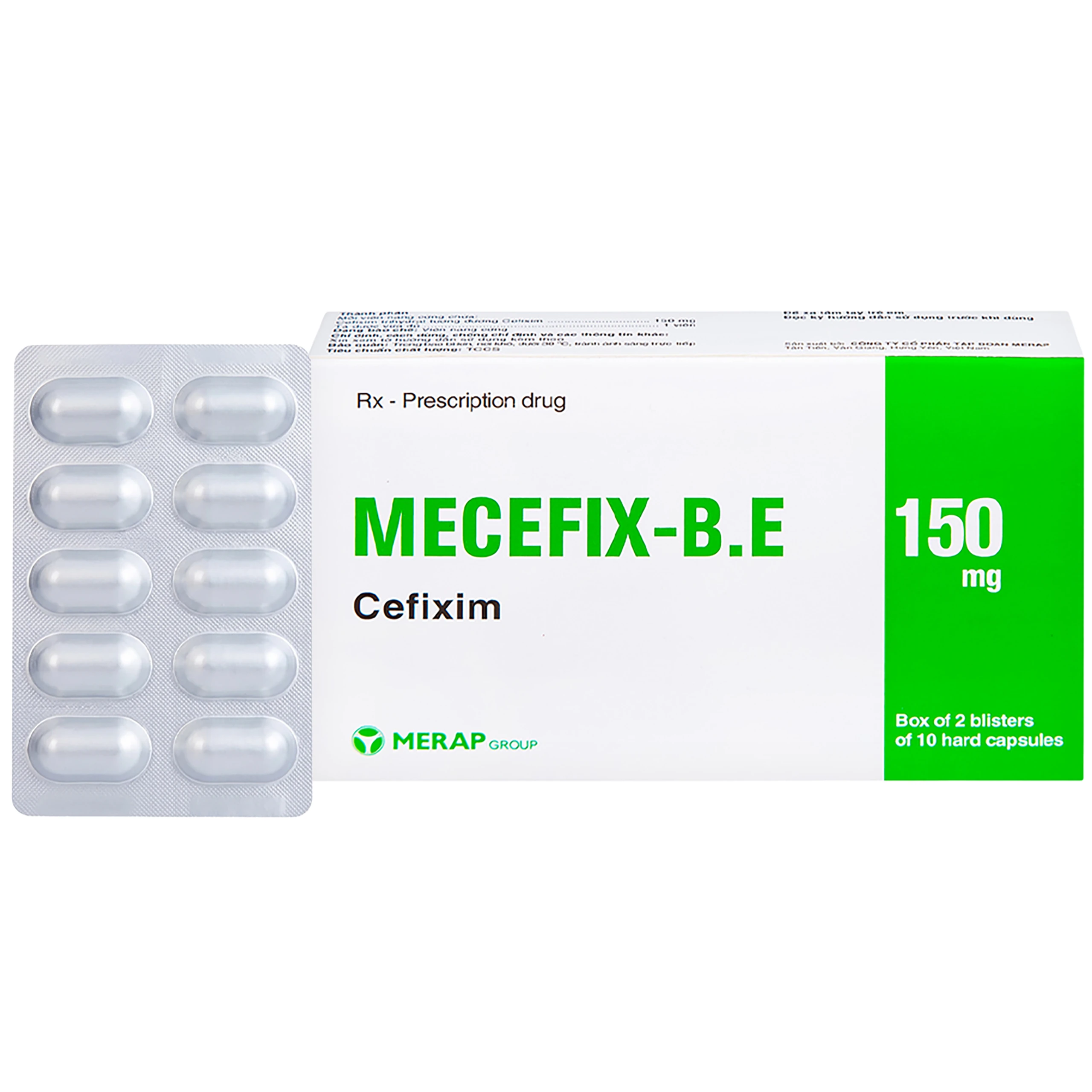 Thuốc Mecefix-B.E 150mg Merap điều trị nhiễm khuẩn đường tiết niệu, viêm tai giữa (2 vỉ x 10 viên) 1