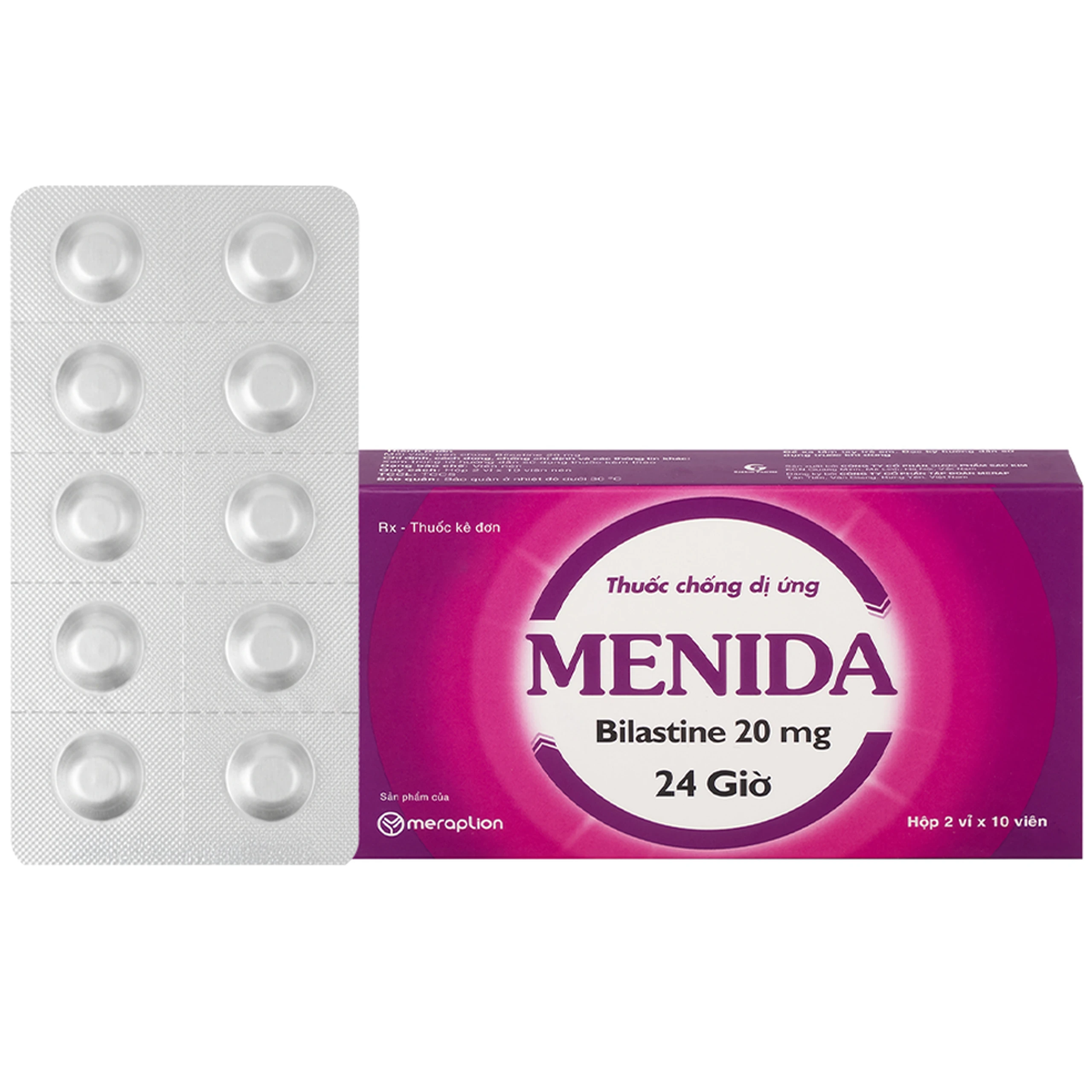 Thuốc Menida 20mg Merap điều trị viêm mũi dị ứng (2 vỉ x 10 viên) 1
