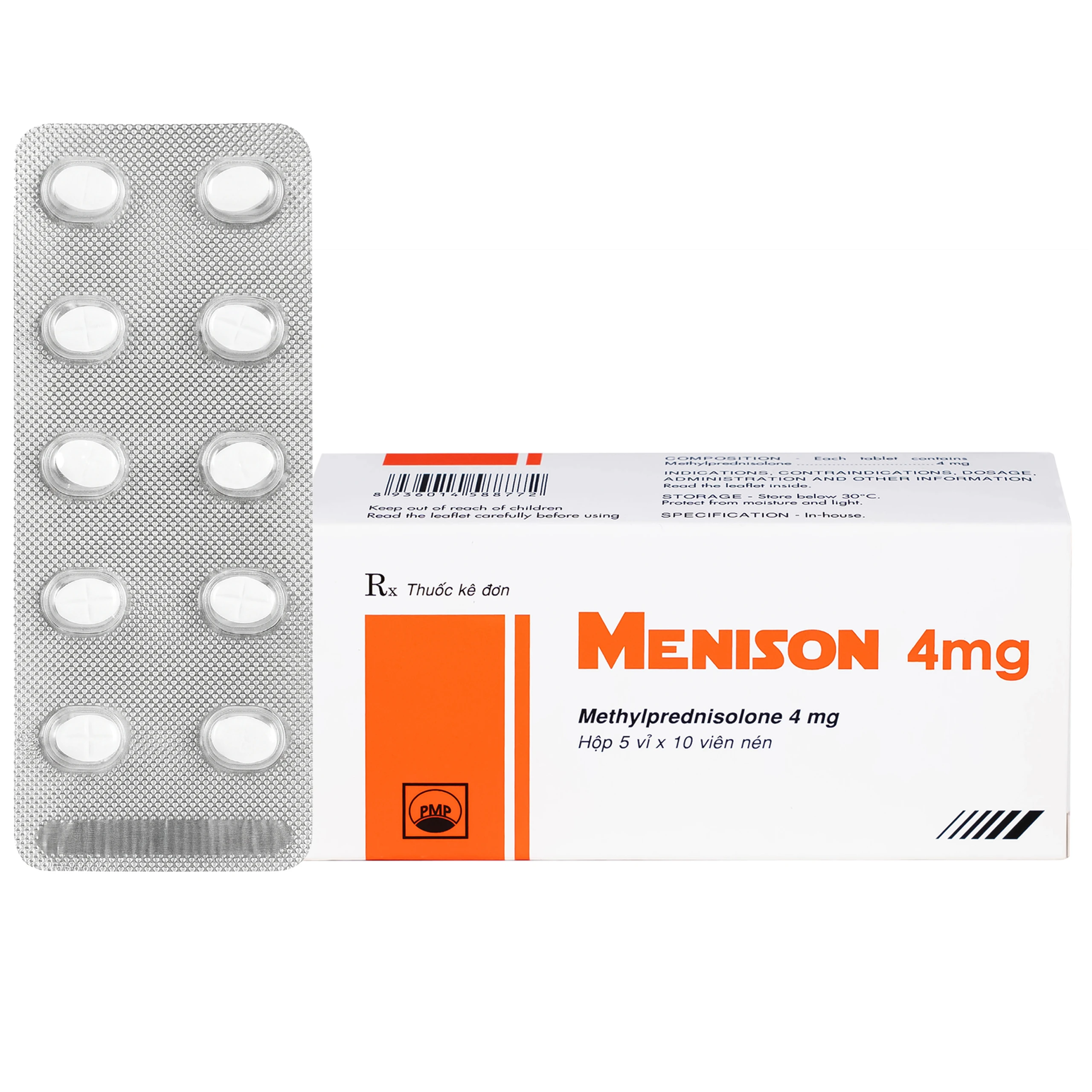 Thuốc Menison 4mg Pymepharco điều trị các bệnh liên quan đến viêm, dị ứng, miễn dịch (5 vỉ x 10 viên)