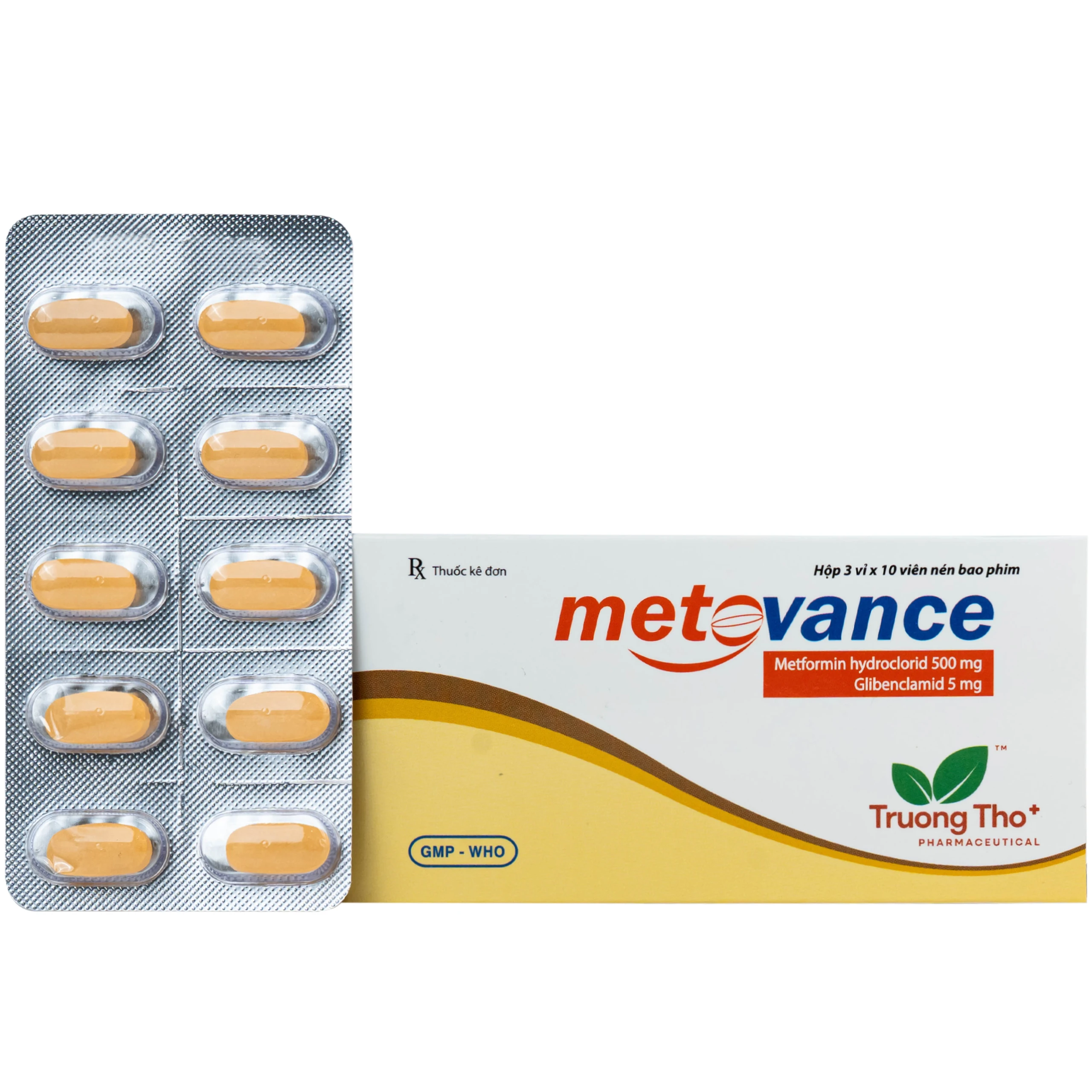 Thuốc metovance Trường Thọ Pharma điều trị bệnh đái tháo đường (3 vỉ x 10 viên) 1