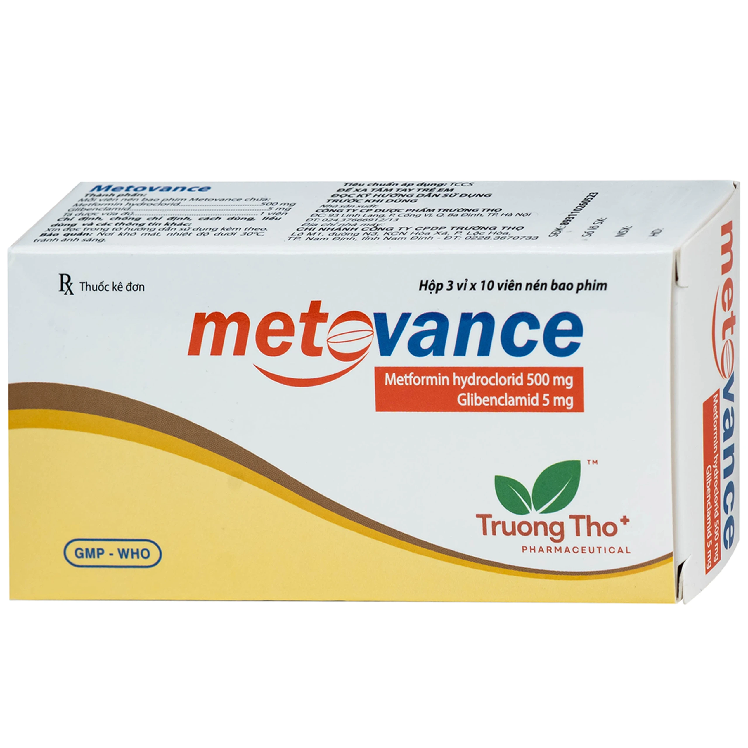 Thuốc metovance Trường Thọ Pharma điều trị bệnh đái tháo đường (3 vỉ x 10 viên) 2