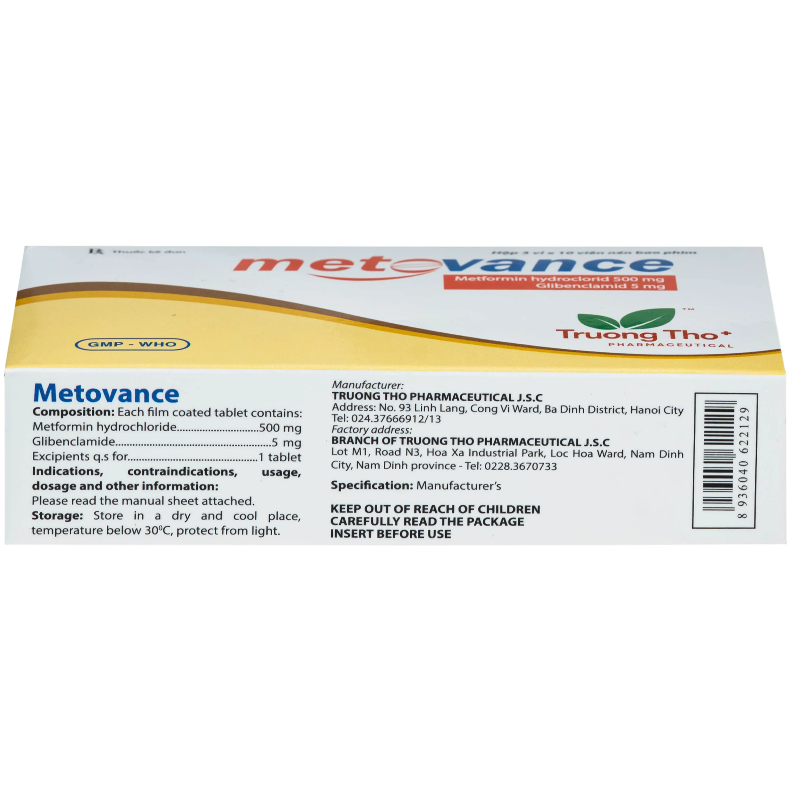 Thuốc metovance Trường Thọ Pharma điều trị bệnh đái tháo đường (3 vỉ x 10 viên) 4