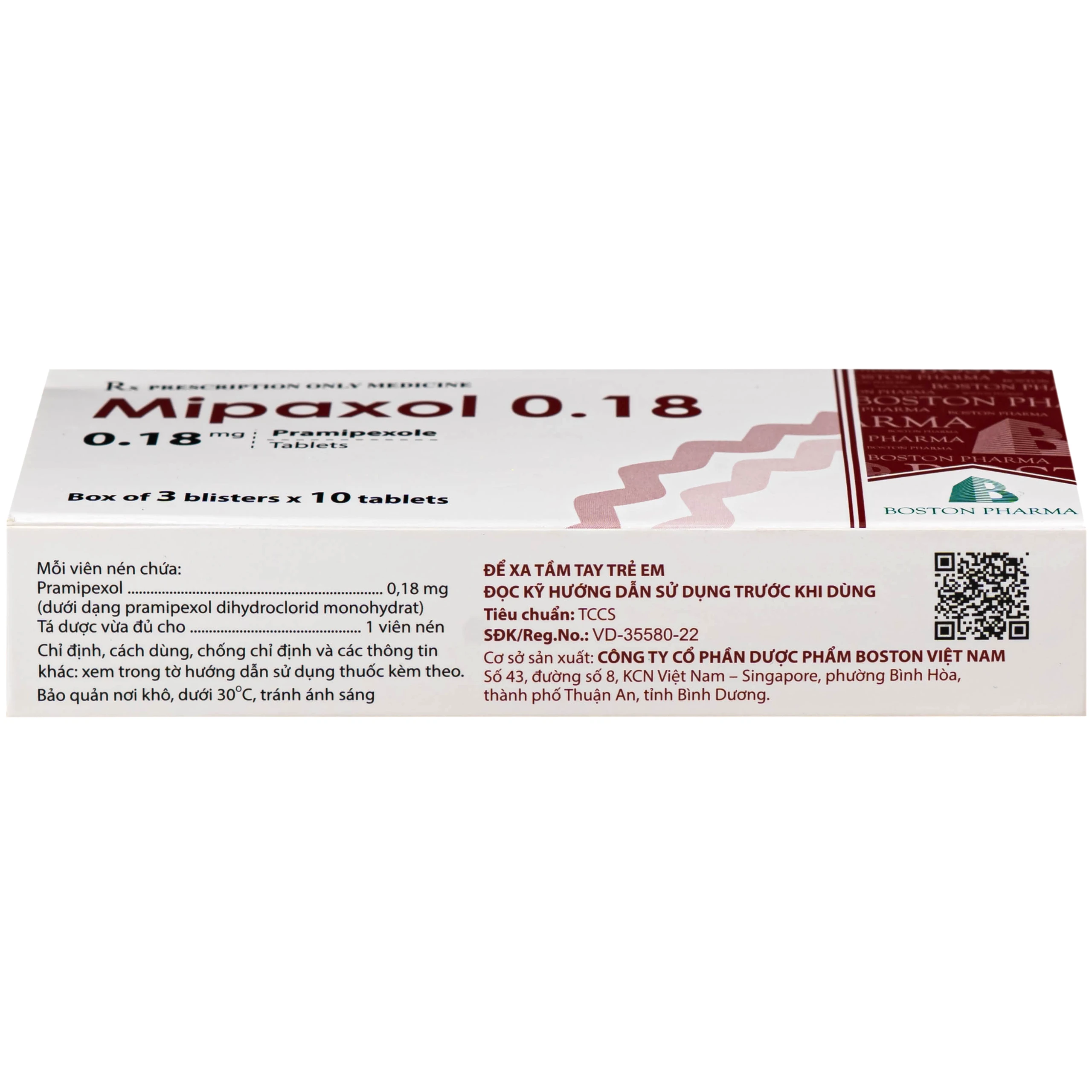 Thuốc Mipaxol  0.18mg Boston điều trị các dấu hiệu và triệu chứng của bệnh Parkinson (3 vỉ x 10 viên) 3