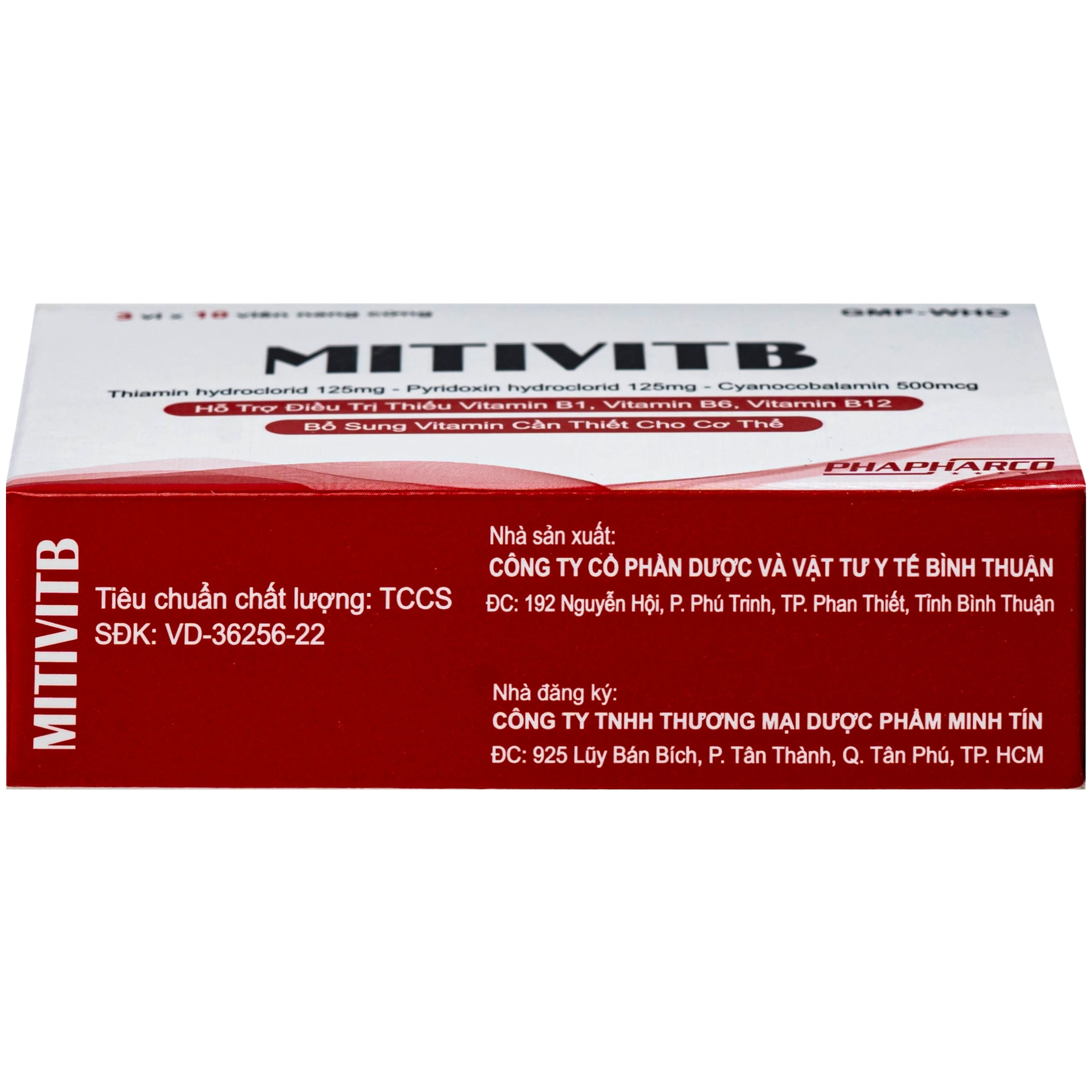 Thuốc bổ Mitivit B Bình Thuận bổ sung vitamin nhóm B (3 vỉ x 10 viên) 4