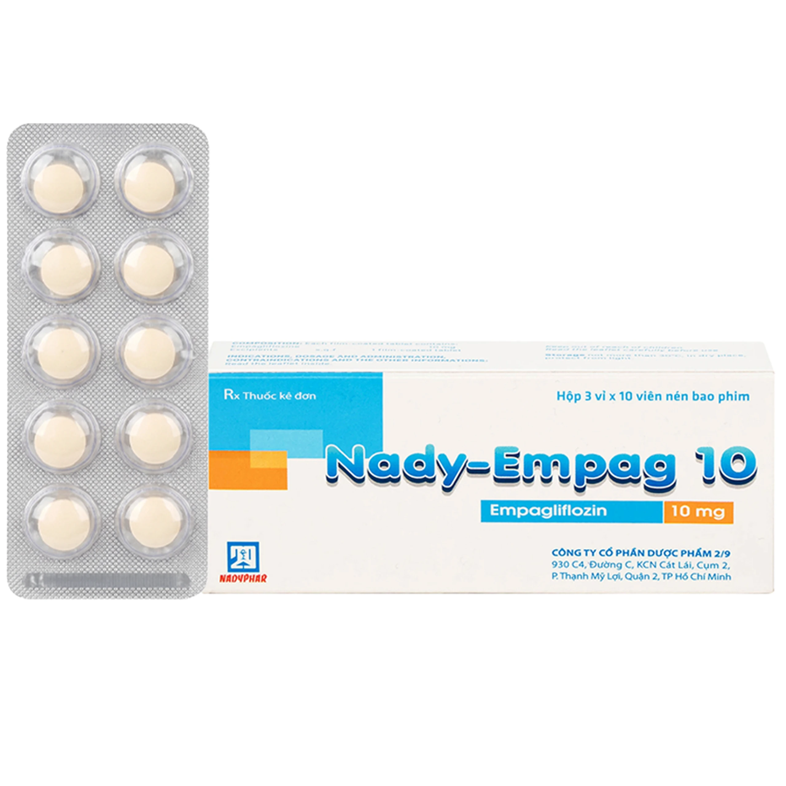 Thuốc Nady-Empag 10 Nadyphar điều trị đái tháo đường típ 2 (3 vỉ x 10 viên) 1