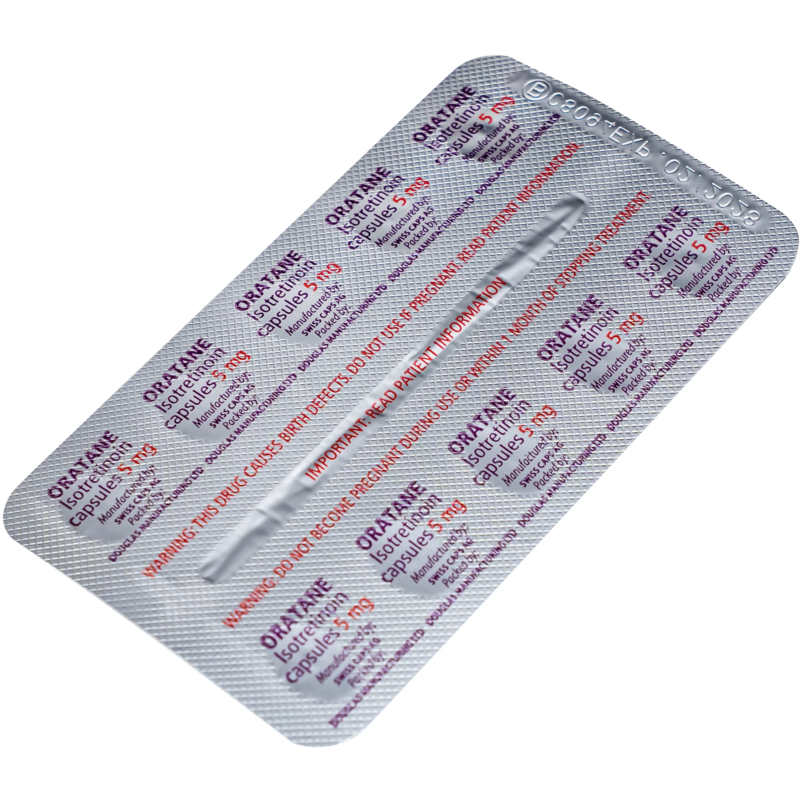 Thuốc Oratane 5mg Douglas hỗ trợ điều trị mụn trứng cá nặng, đặc biệt là mụn trứng cá dạng bọc (6 vỉ x 10 viên) 5