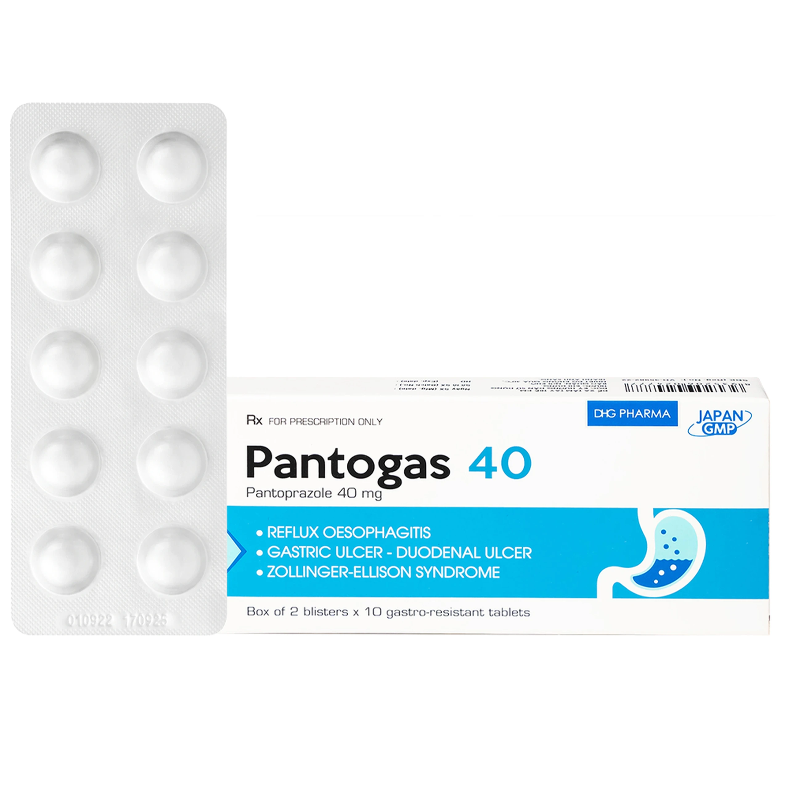 Thuốc Pantogas 40 DHG điều trị viêm thực quản trào ngược (2 vỉ x 10 viên) 1