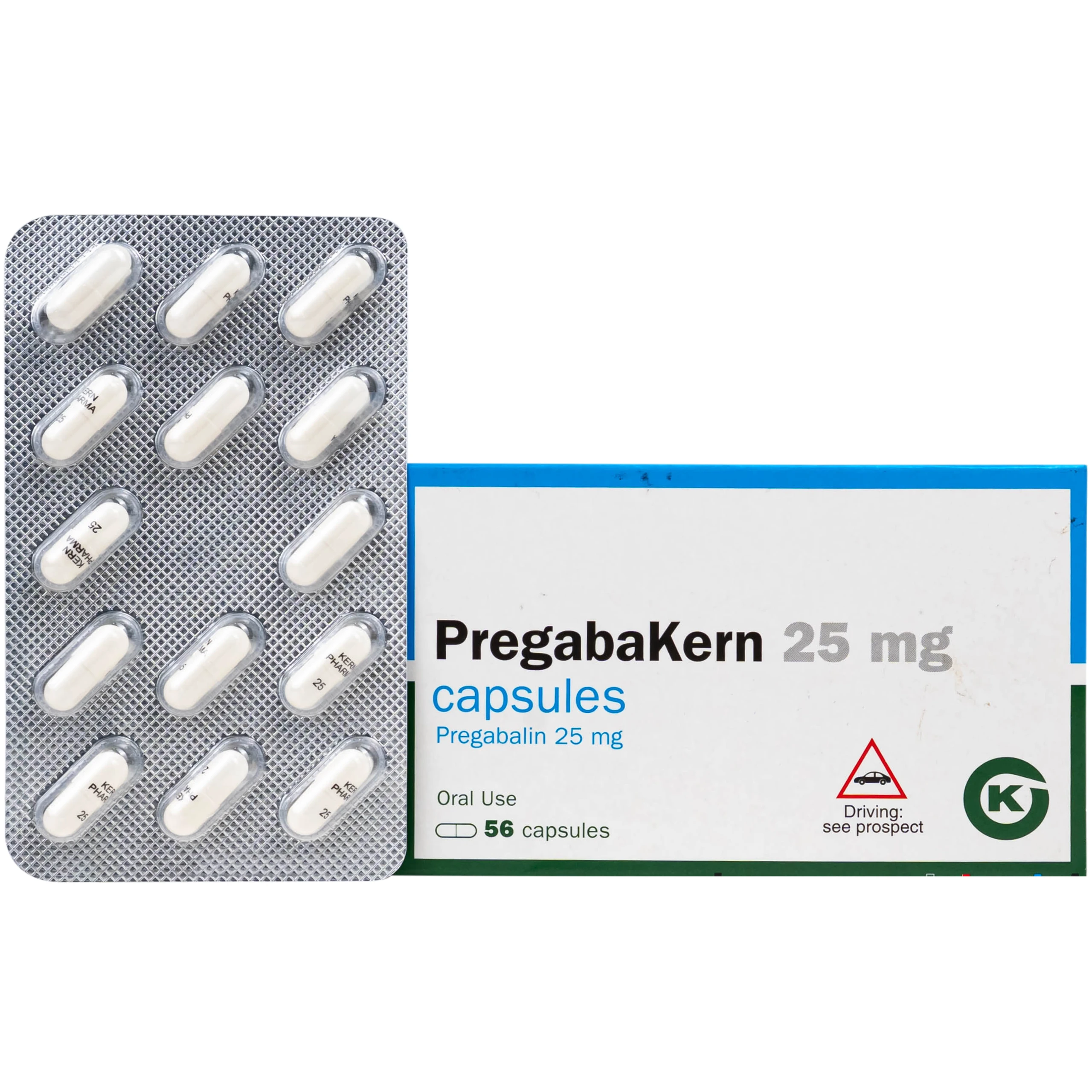 Thuốc Pregabakern 25mg KERN điều trị đau thần kinh, động kinh, rối loạn lo âu tổng quát (4 vỉ x 14 viên) 1