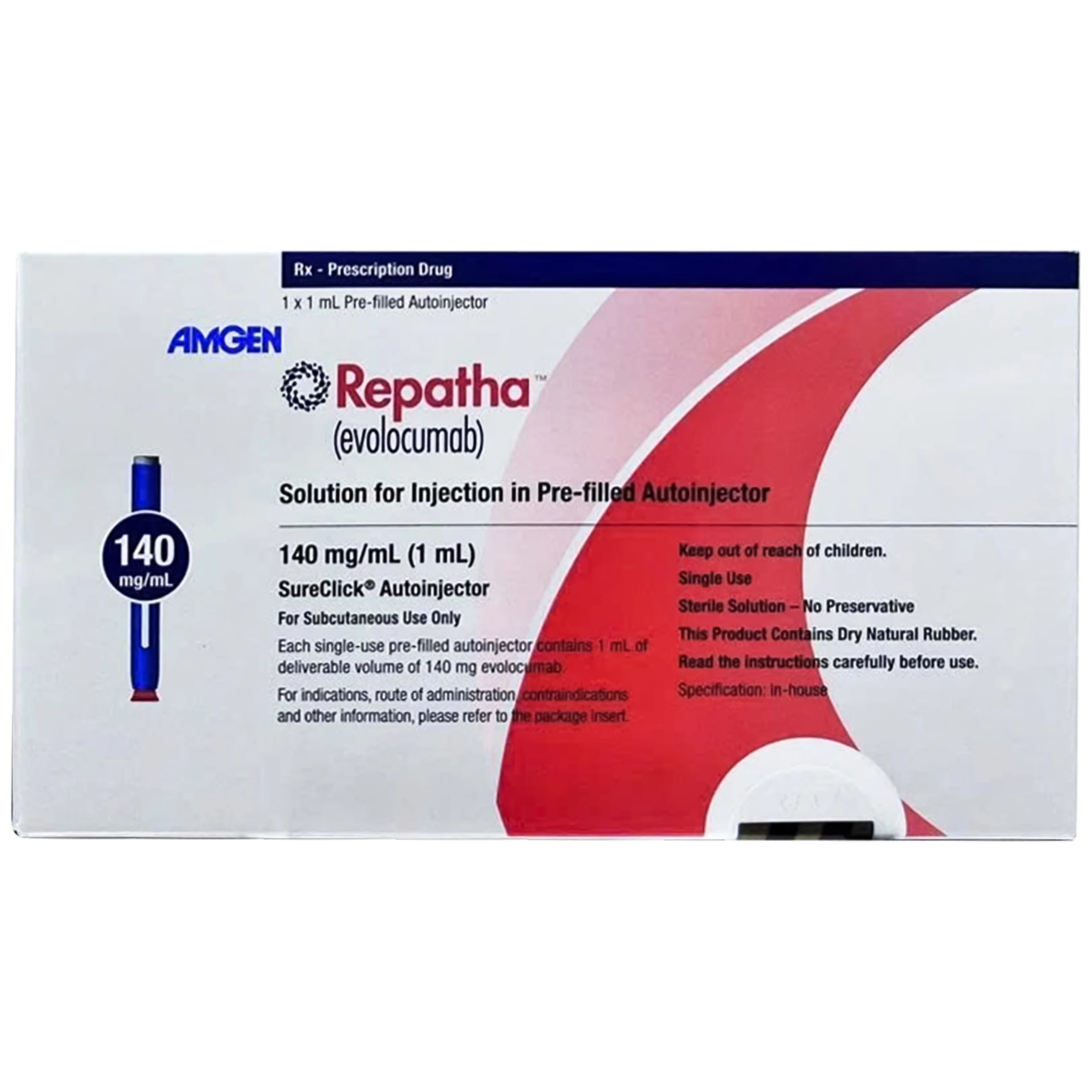 Thuốc Repatha 140mg Amgen Làm giảm mạnh mức cholesterol LDL (lên đến trên 50%) và giảm nguy cơ biến cố tim mạch như nhồi máu cơ tim, đột quỵ (1ml)
