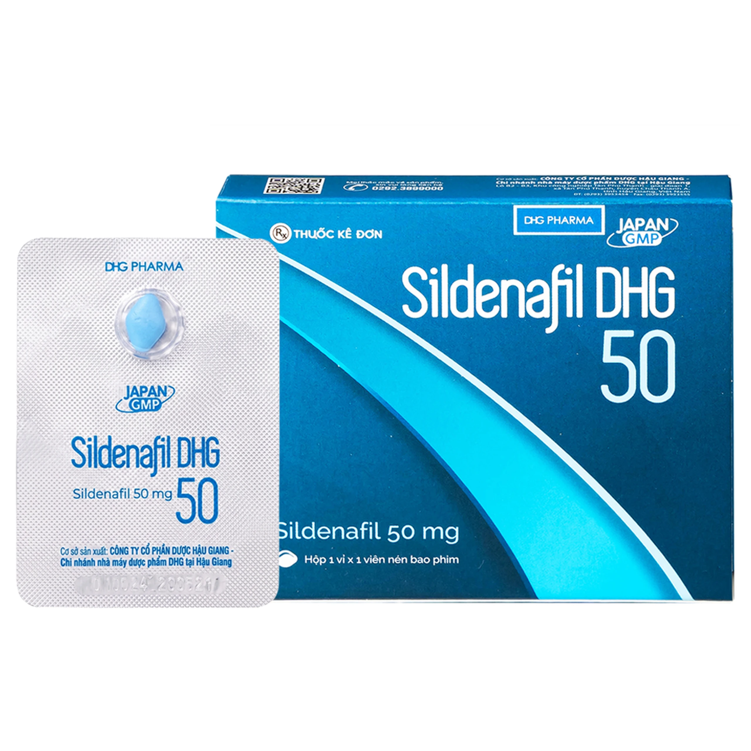 Thuốc Sildenafil 50 DHG điều trị các tình trạng rối loạn cương dương (1 vỉ x 1 viên)