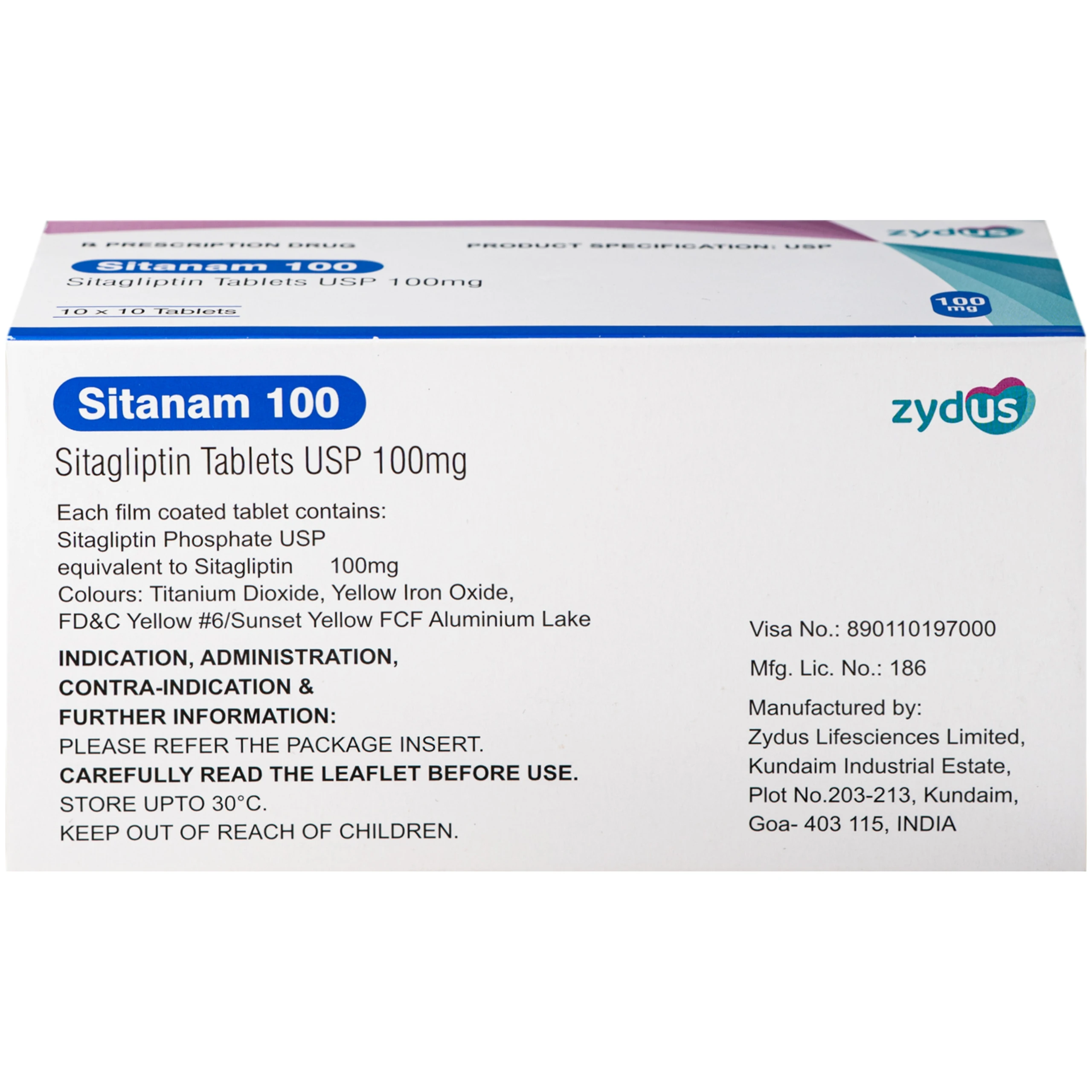 Thuốc Sitanam 100mg Zydus điều trị đái tháo đường típ 2 (10 vỉ x 10 viên) 4