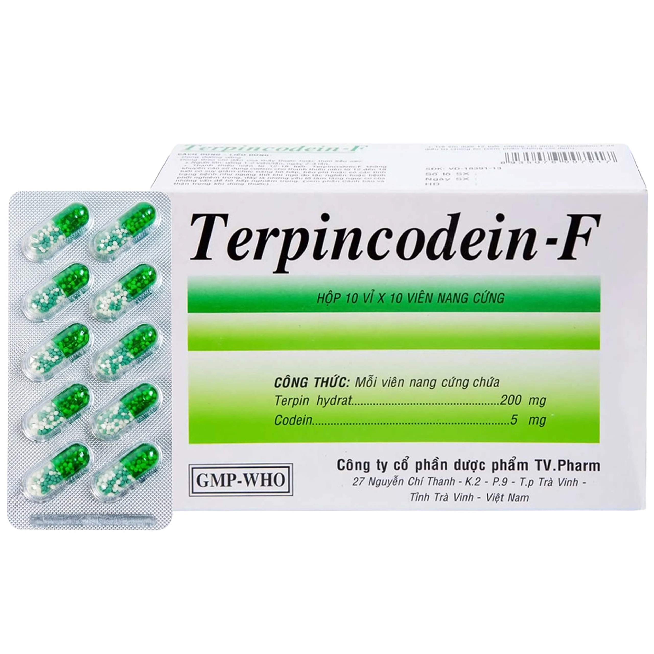 Thuốc Terpincodein-F giảm ho, long đờm (10 vỉ x 10 viên)